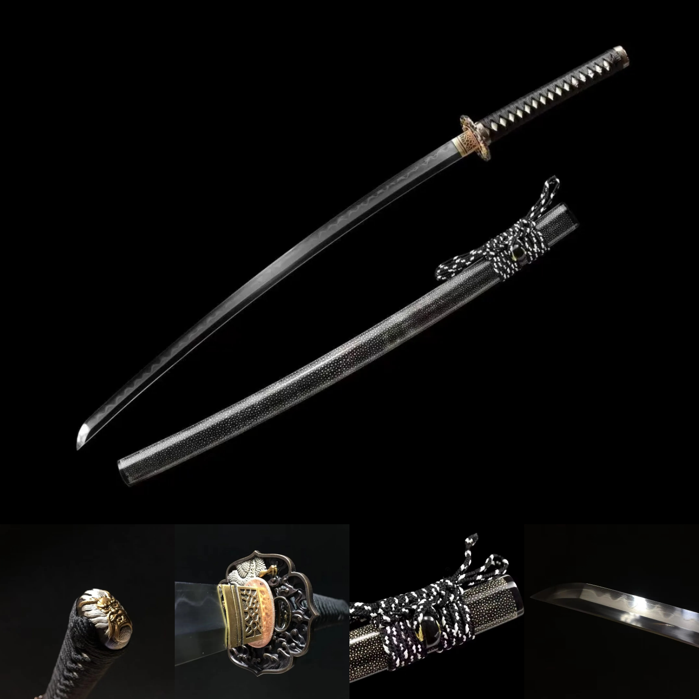 Katana | Gomai Clay tempered | Ray-skin Sheath | Ray-skin Handle | Copper Gilded Glided silver Accessories | Hand forged sharpened | High performance | Razor sharp | Battle-ready | Full-tang - Spartan Blades Club - 陳氏劍莊1892