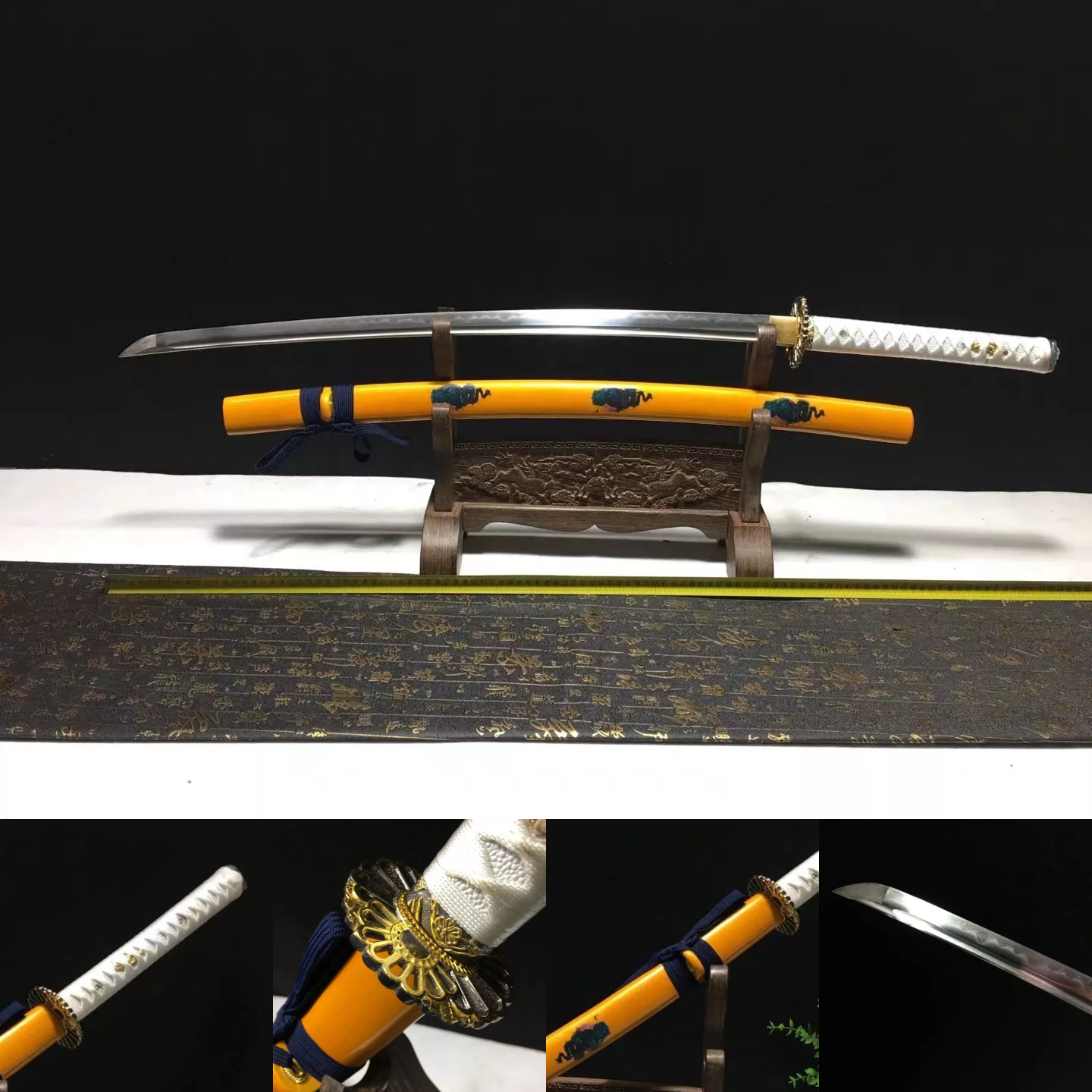 Katana hand forged  Damascus clay tempered hollow out  hand sharpened Full-tang Battle-ready razor sharp high performance - Spartan Blades Club - 陳氏劍莊1892