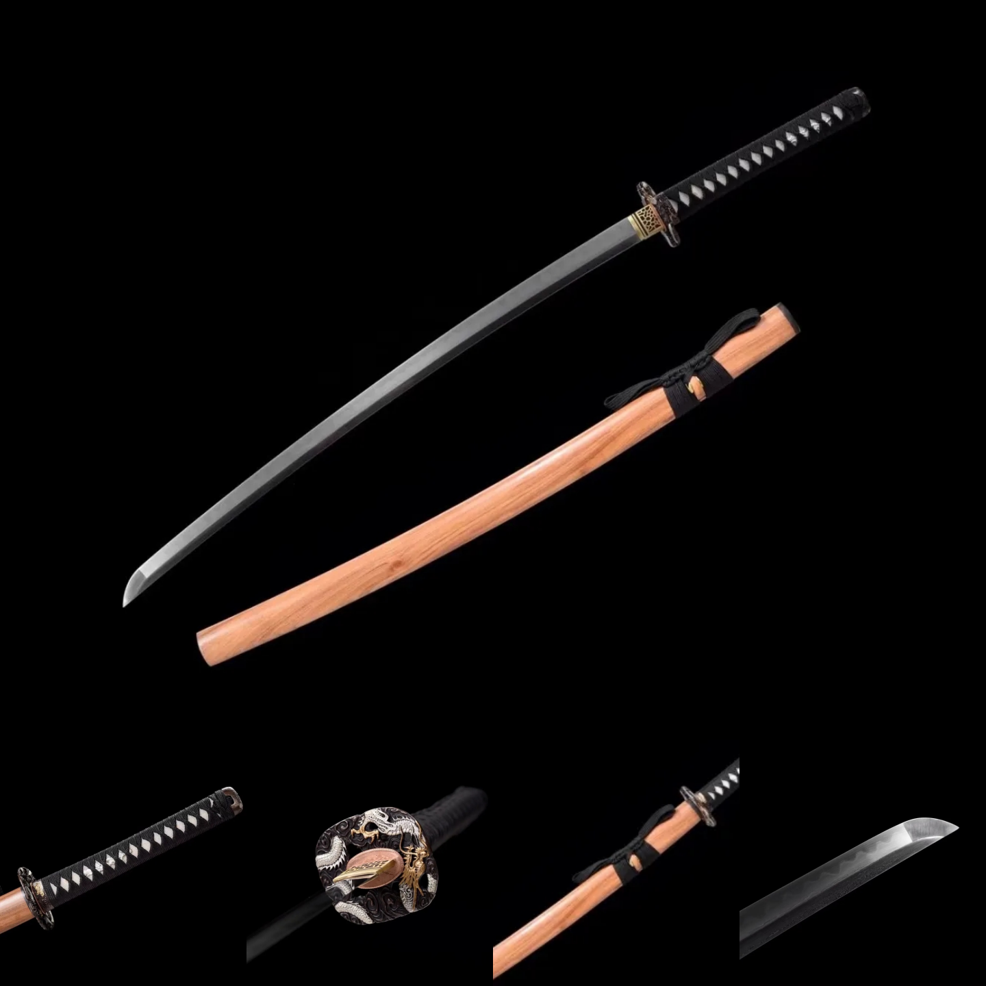 Katana | Damascus Clay Tempered | Copper Gilded Glided silver Accessories | Rosewood Sheath | Real hamon | High performance | Razor sharp | Battle-ready | Full-tang - Spartan Blades Club - 陳氏劍莊1892