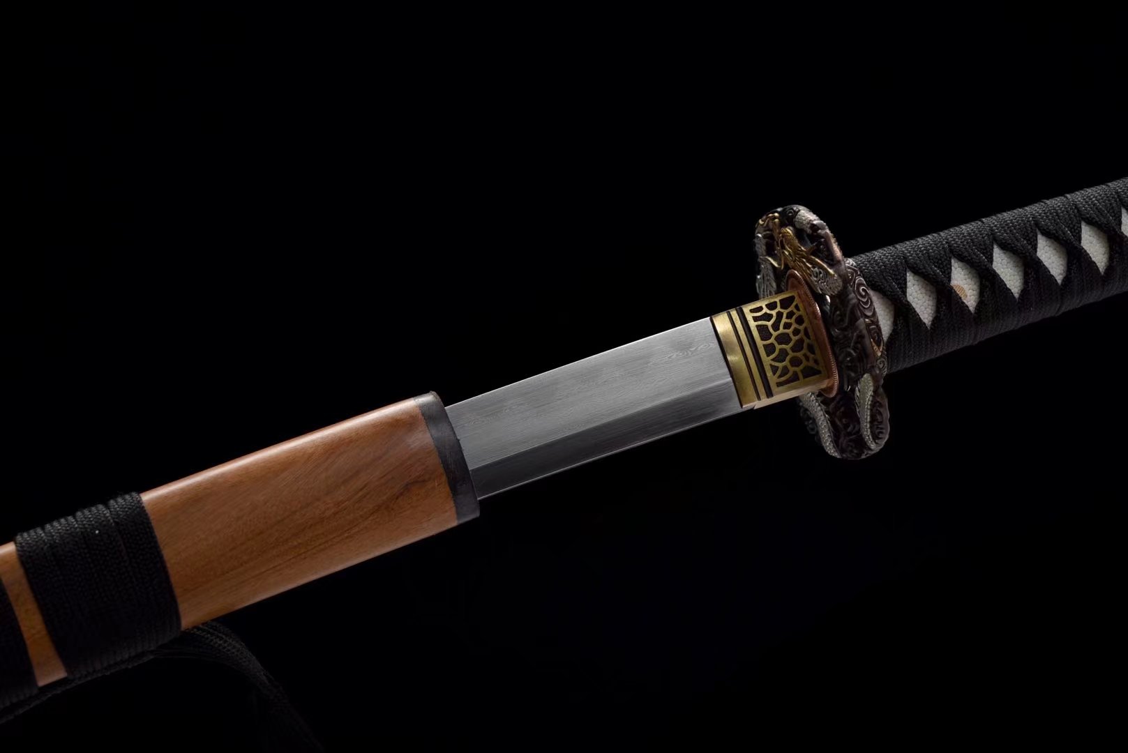 Katana | Damascus Clay Tempered | Copper Gilded Glided silver Accessories | Rosewood Sheath | Real hamon | High performance | Razor sharp | Battle-ready | Full-tang - Spartan Blades Club - 陳氏劍莊1892