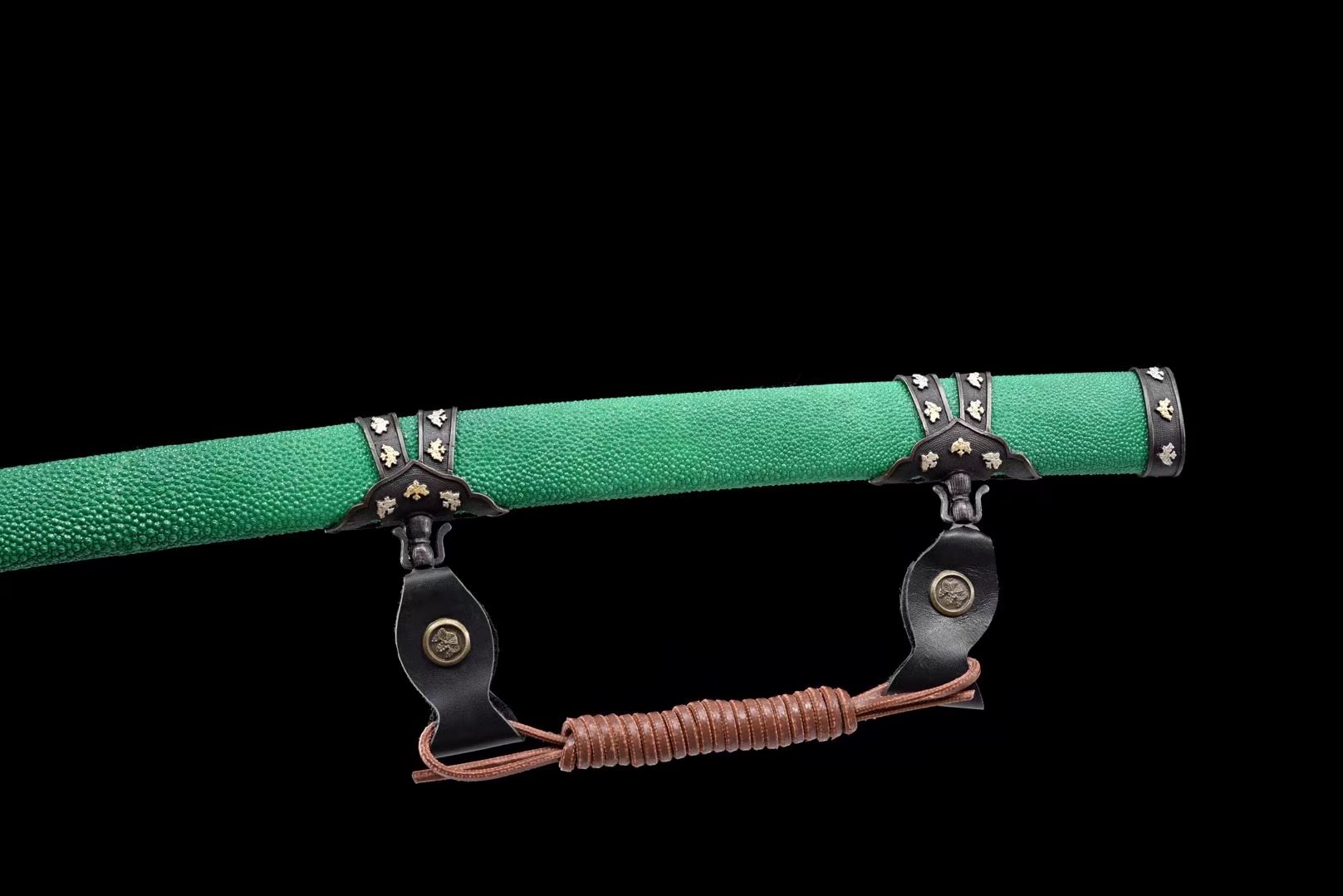 Tachi | Damascus Clay Tempered | Hand sharpened | Copper Gilded Glided silver Accessories | Ray-skin Sheath |  Ray-skin Handle | Real hamon | High performance | Razor sharp | Battle-ready | Full-tang - Spartan Blades Club - 陳氏劍莊1892