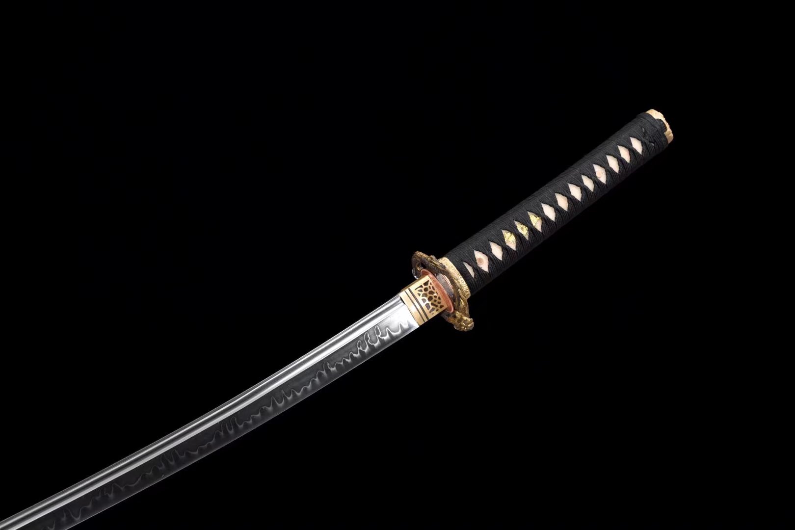 Katana | T10 Steel Clay-Tempered | Real hamon | Dragon | Black | Wooden Lacquer sheath | High performance | Battle-ready | Razor sharp | Full-tang - Spartan Blades Club - 陳氏劍莊1892