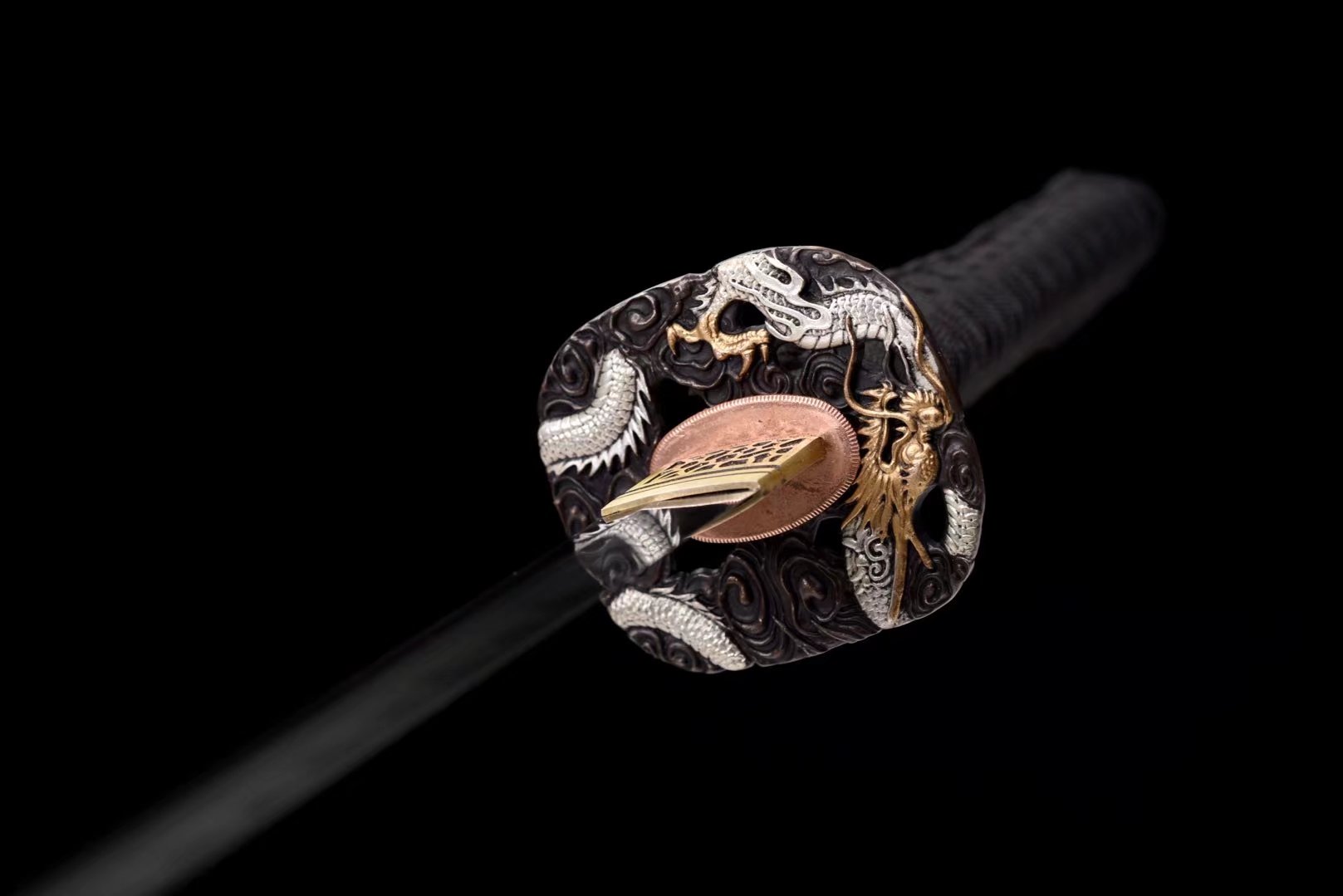 Katana | Damascus Clay Tempered | Copper Gilded Glided silver Accessories | Rosewood Sheath | Real hamon | High performance | Razor sharp | Battle-ready | Full-tang - Spartan Blades Club - 陳氏劍莊1892