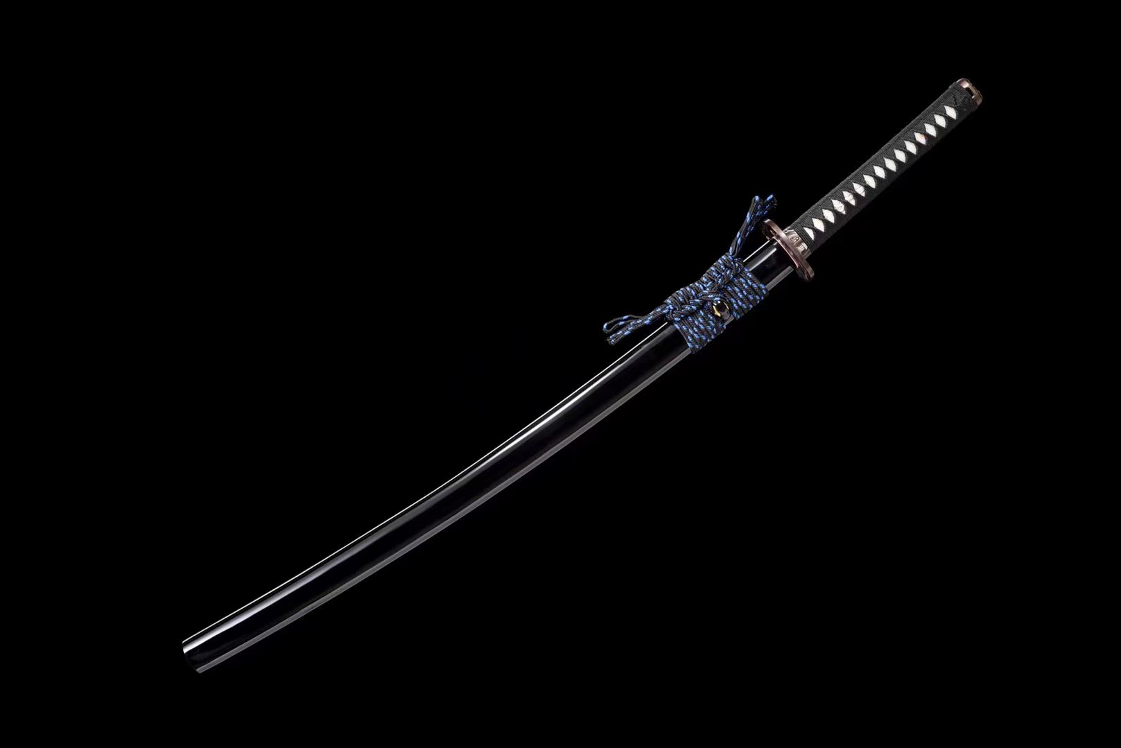 Katana | Damascus Clay tempered | Copper Gilded Glided silver | Wooden Lacquer Sheath | Hand forged sharpened | Battle-ready | Full-tang - Spartan Blades Club - 陳氏劍莊1892