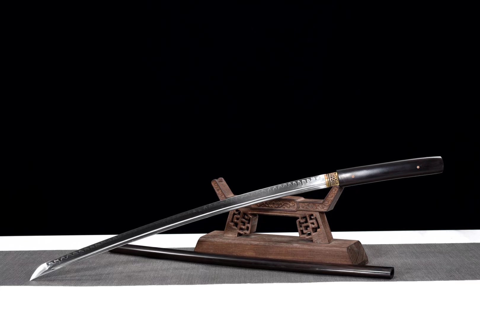 Shirasaya| T10 Steel Clay tempered | Ebony Sheath | Copper Accessories | Hand forged sharpened | Full-tang | Battle-ready | Razor sharp | High performance - Spartan Blades Club - 陳氏劍莊1892