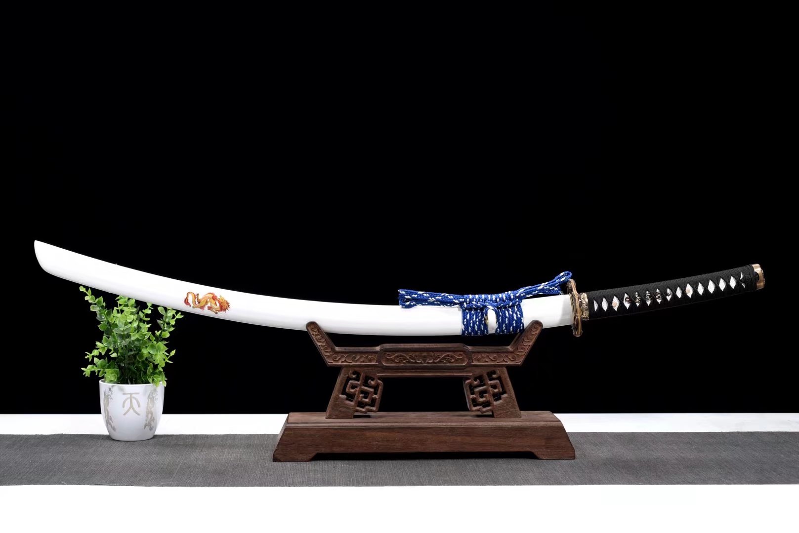 Katana | Damascus Hand forged sharpened | Copper Accessories | Wooden Lacquer Sheath | High performance | Razor sharp | Battle-ready | Full-tang - Spartan Blades Club - 陳氏劍莊1892