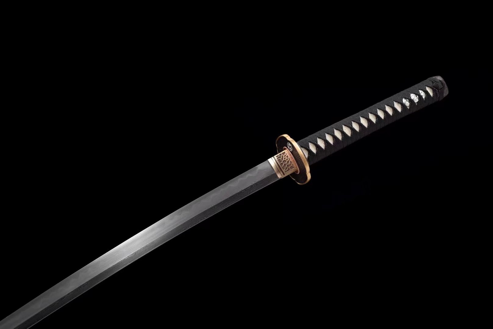 Katana | Damascus Tempered | Copper Accessories Gilded Glided silver | Ray-skin Handle | Wooden Lacquer sheath | Real hamon | High performance | Battle-ready | Full-tang - Spartan Blades Club - 陳氏劍莊1892