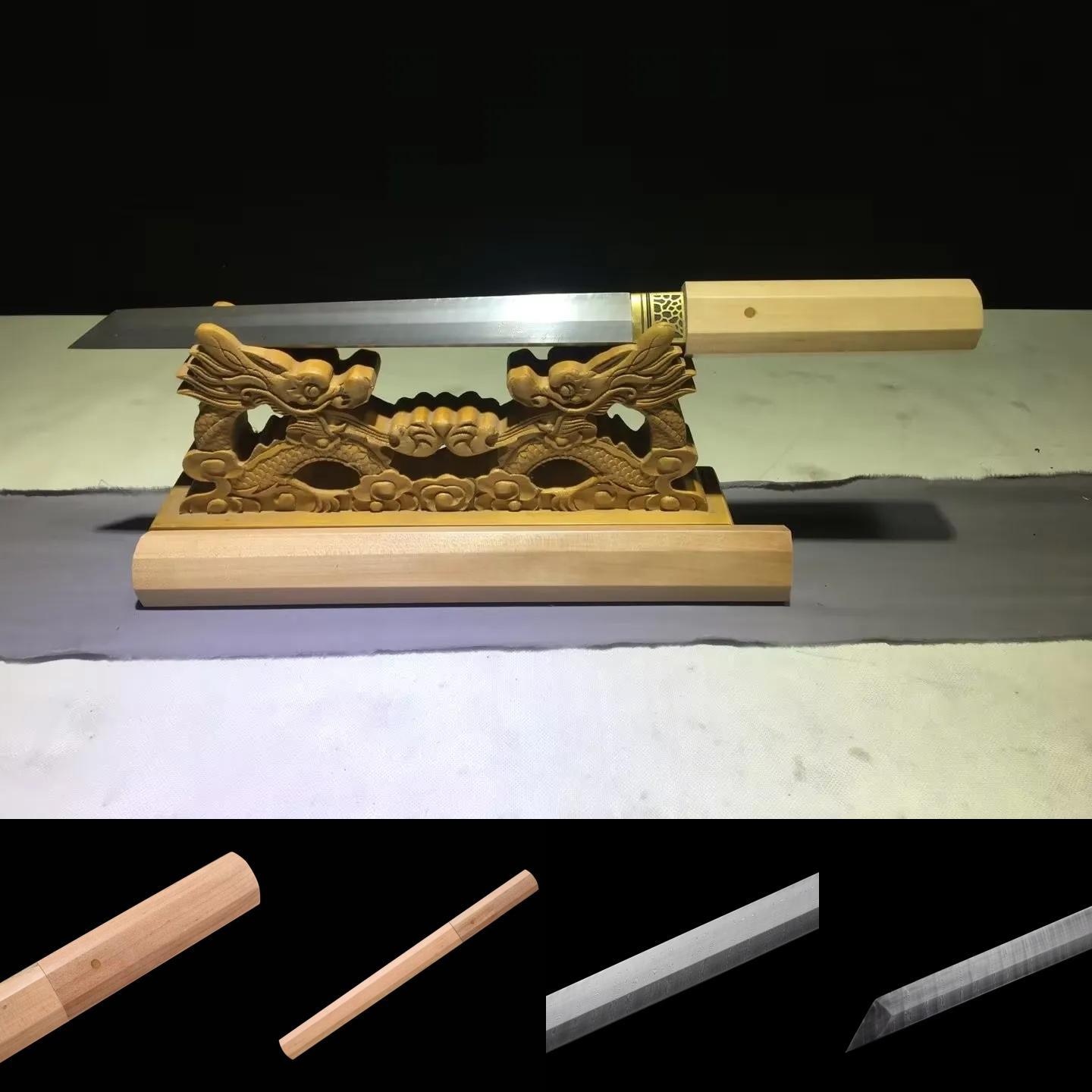 Tanto | Damascus | Copper Accessories | Wooden Sheath | Hand forged sharpened | High performance | Razor sharp | Battle-ready | Full-tang - Spartan Blades Club - 陳氏劍莊1892