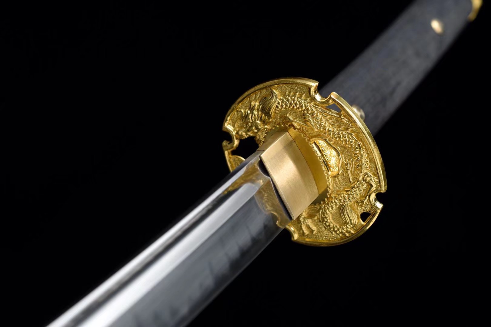 Tachi | T10 Steel Clay Tempered |  Real hamon | Ebony Sheath | Ebony Handle | Copper Accessories | High performance | Razor sharp | Battle-ready | Full-tang - Spartan Blades Club - 陳氏劍莊1892