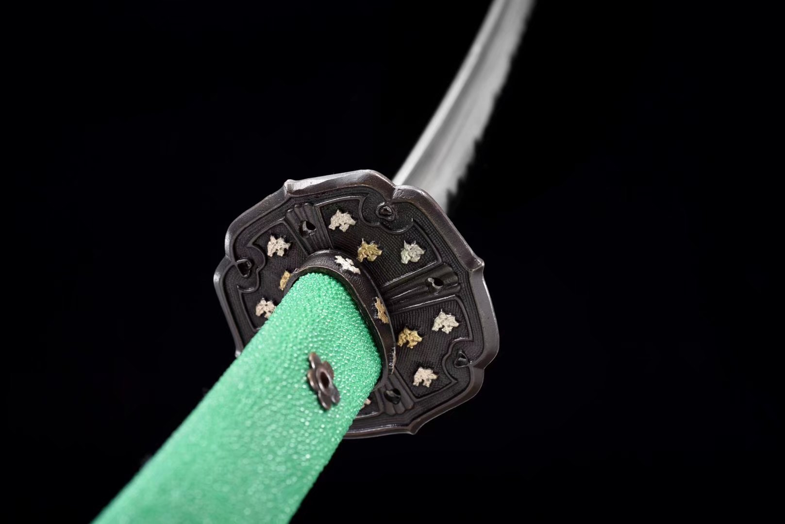 Tachi | Damascus Clay Tempered | Hand sharpened | Copper Gilded Glided silver Accessories | Ray-skin Sheath |  Ray-skin Handle | Real hamon | High performance | Razor sharp | Battle-ready | Full-tang - Spartan Blades Club - 陳氏劍莊1892