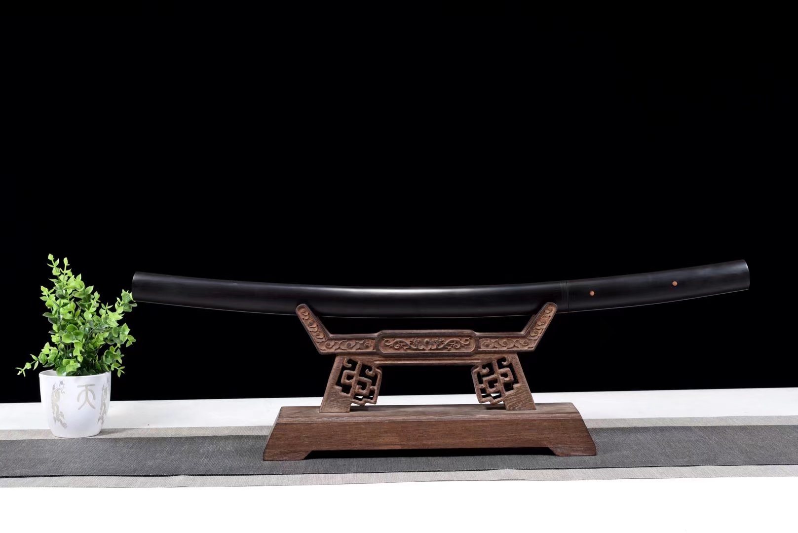 Wakizashi | T10 Steel Clay tempered | Copper Accessories | Ebony Sheath | Ebony Handle | Real Hamon | Hand forged sharpened | Full-tang | Battle-ready | Razor sharp | High performance - Spartan Blades Club - 陳氏劍莊1892