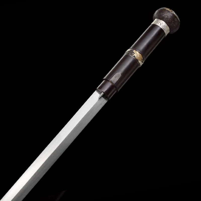 DRAGON ROAR CANE SWORD Damascus Steel Sheath Lock Handcrafted Battle-Ready - Spartan Blades Club - 陳氏劍莊1892