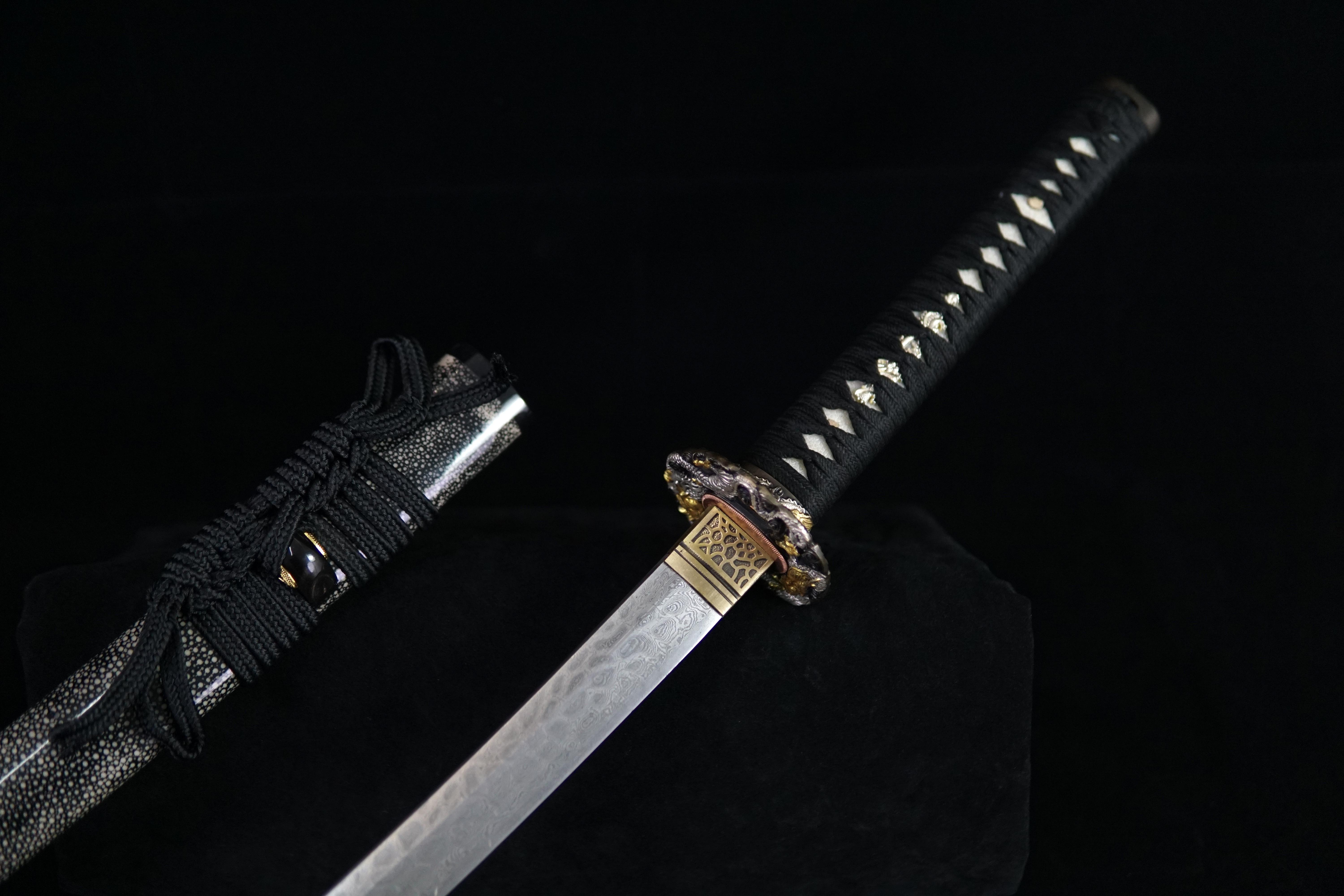 TK01 Katana | Shadow Dragon(暗龙) Katana - Handcrafted Damascus Steel Samurai Sword with Dragon Tsuba - Spartan Blades Club - 陳氏劍莊1892