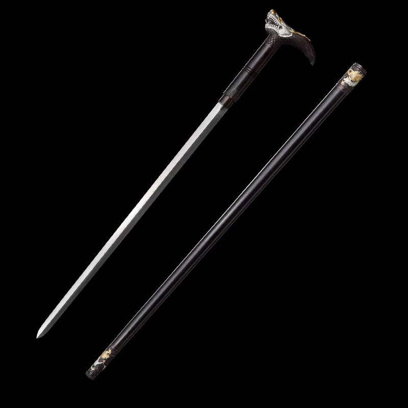 DRAGON FURY CANE SWORD Pattern Steel Sheath Lock Handcrafted Battle-Ready - Spartan Blades Club - 陳氏劍莊1892
