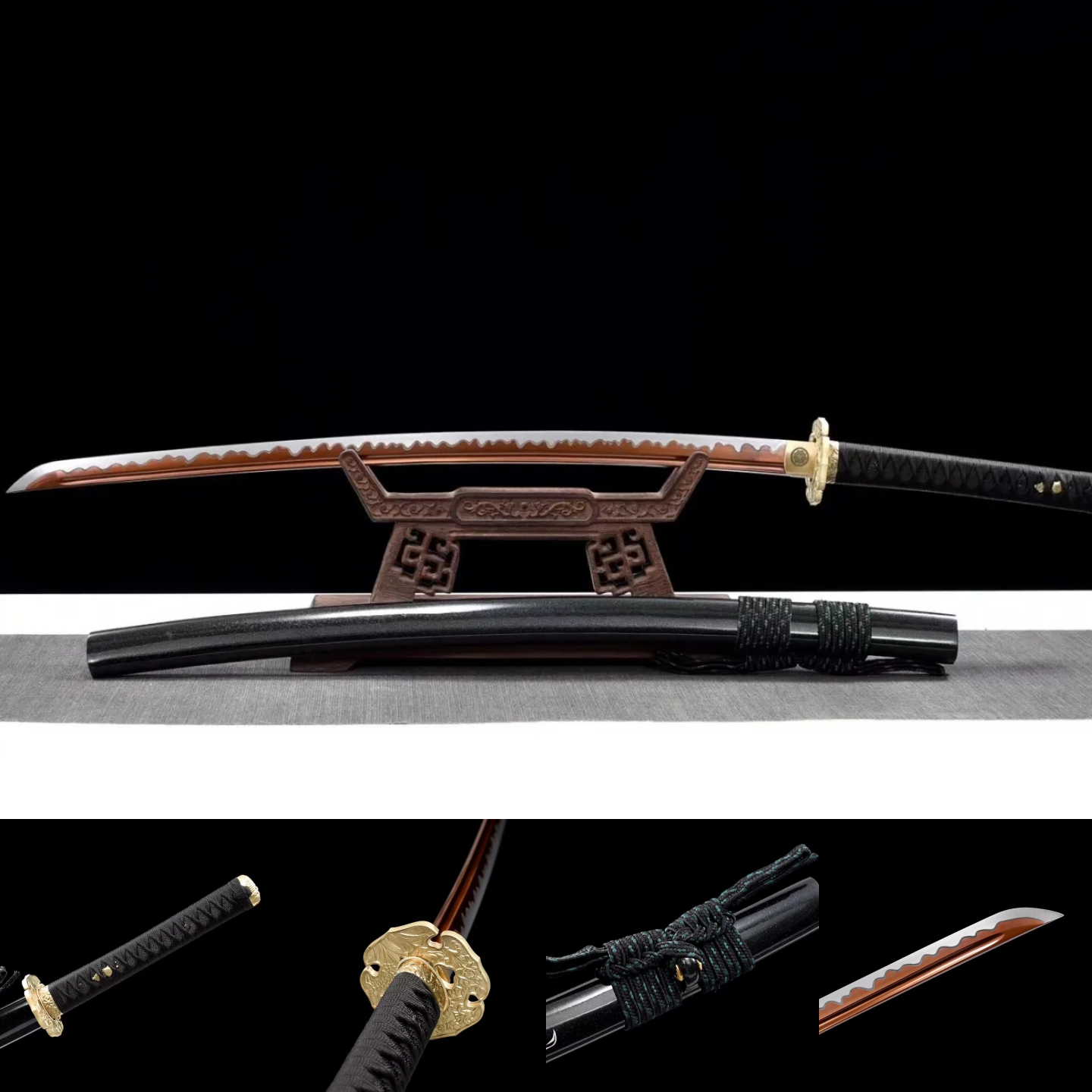 Katana | High manganese steel | Hand forged | Copper Accessories | Wooden Lacquer Sheath | Ray-skin Handle | High performance | Battle-ready |  Full-tang - Spartan Blades Club - 陳氏劍莊1892
