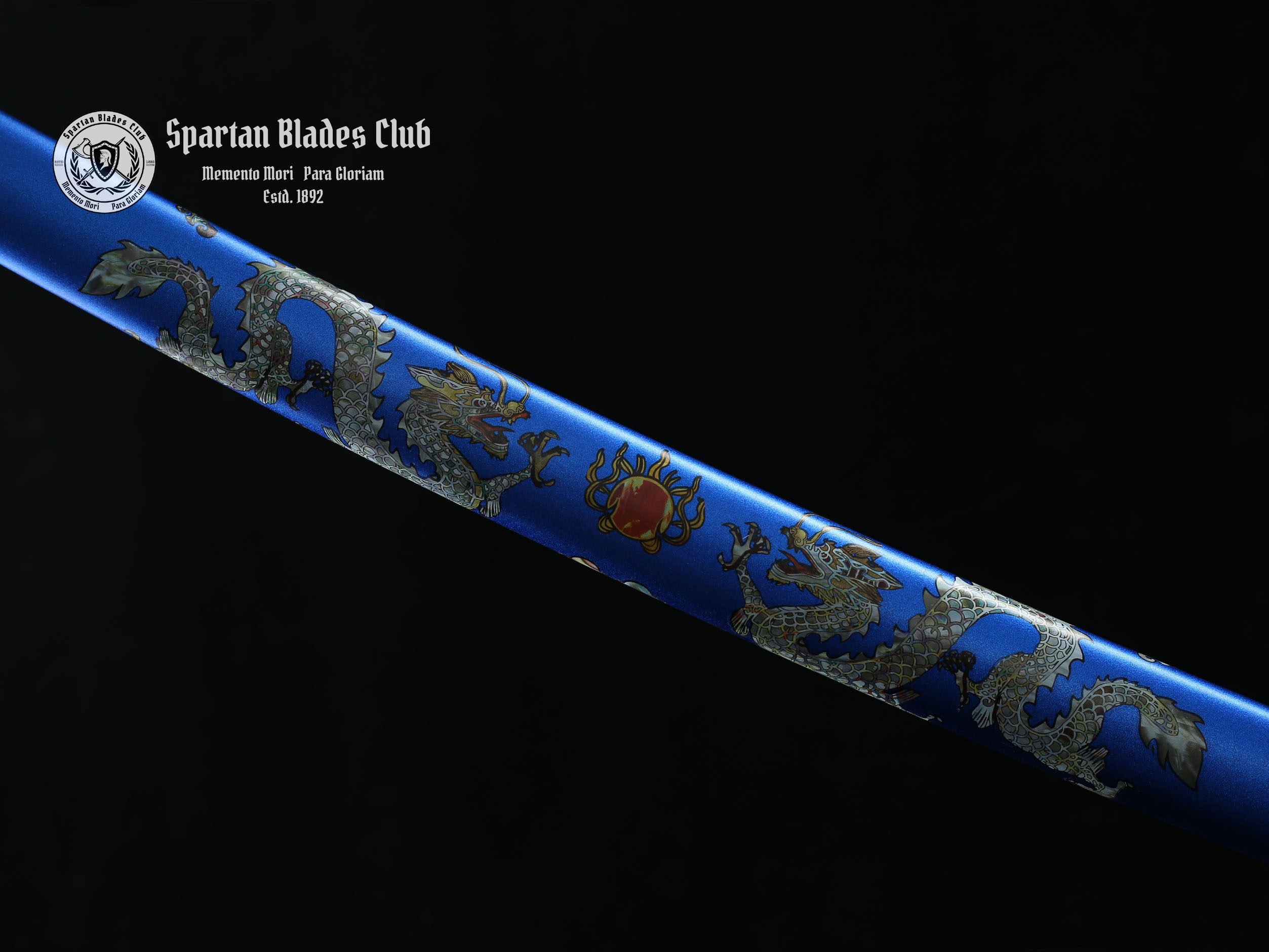 *TK26* 雷龙 (Raiden Dragon) Katana - Hand-Forged - 1045 Carbon Steel - Bat Pattern Tsuba - Vibrant Blue Design - Spartan Blades Club - Spartan Blades Club - 陳氏劍莊1892