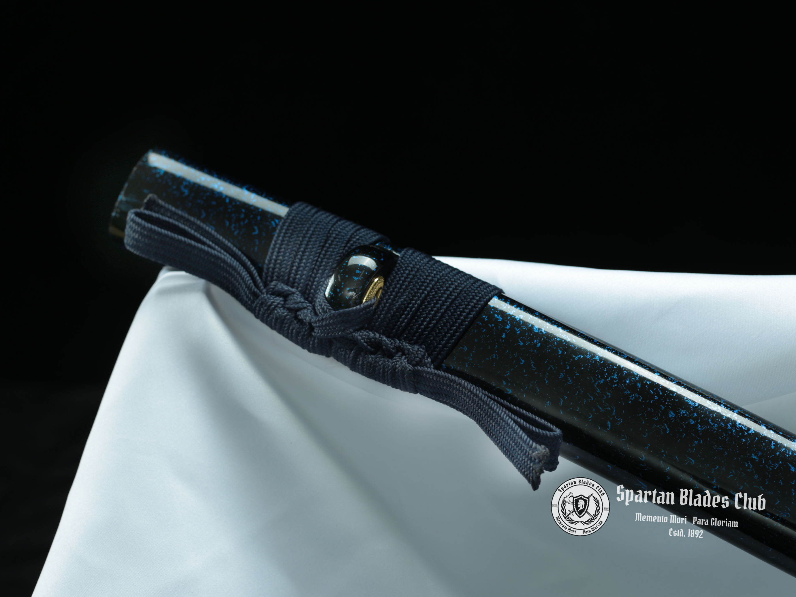 Blue Lanxiao(蓝枭) Katana - T10 steel - Blue blade with classic engraving flowers - Full tang - Battle reday - SBC - Spartan Blades Club - 陳氏劍莊1892