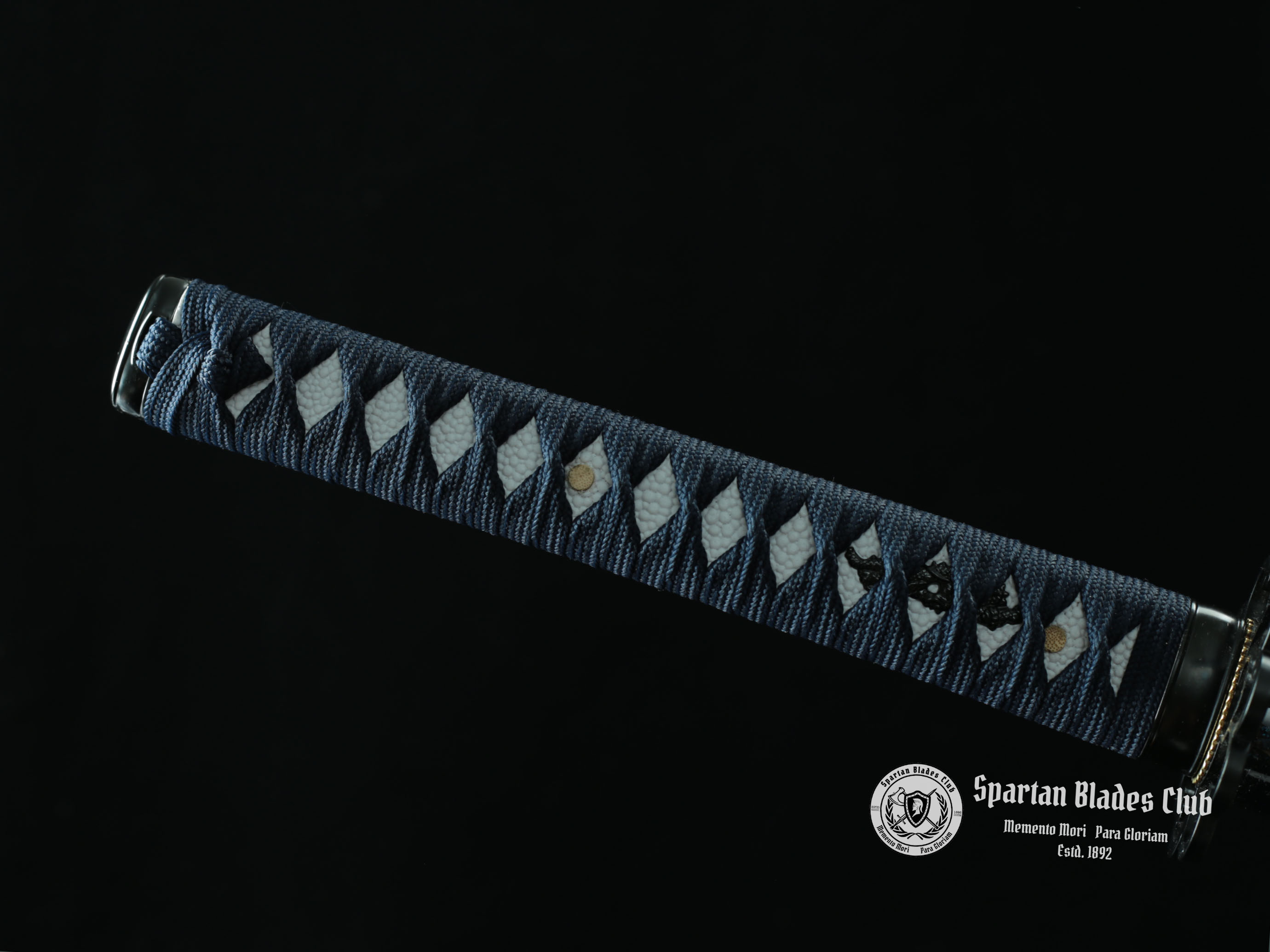 Blue Lanxiao(蓝枭) Katana - T10 steel - Blue blade with classic engraving flowers - Full tang - Battle reday - SBC - Spartan Blades Club - 陳氏劍莊1892