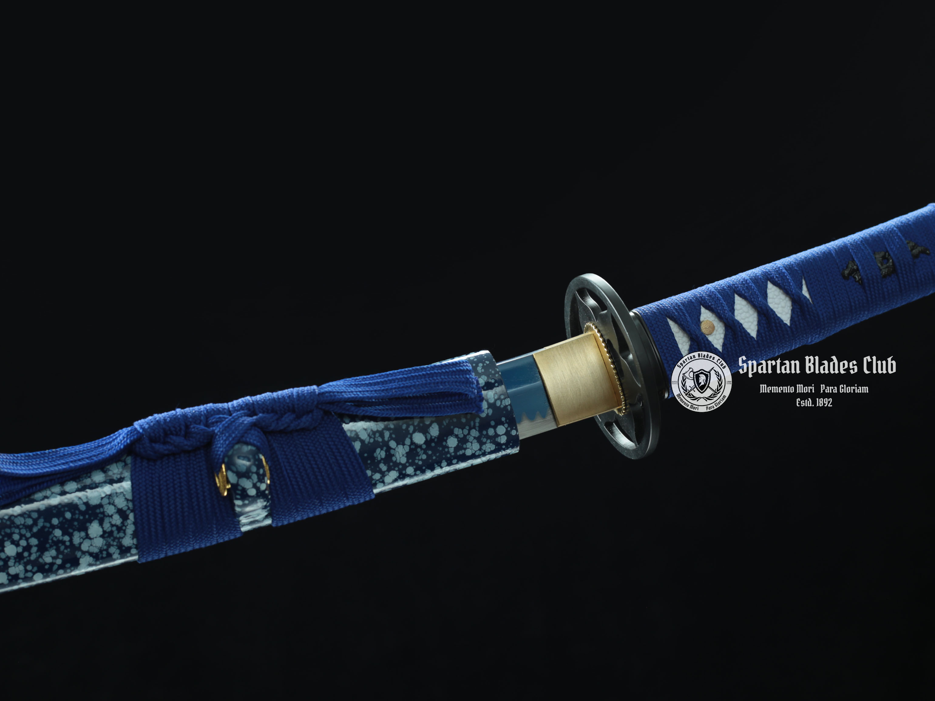[New] Blue Flowers Samurai Katana - T10 Steel - Blue Blade - Battle ready - Full Tang - SBC - Spartan Blades Club - 陳氏劍莊1892