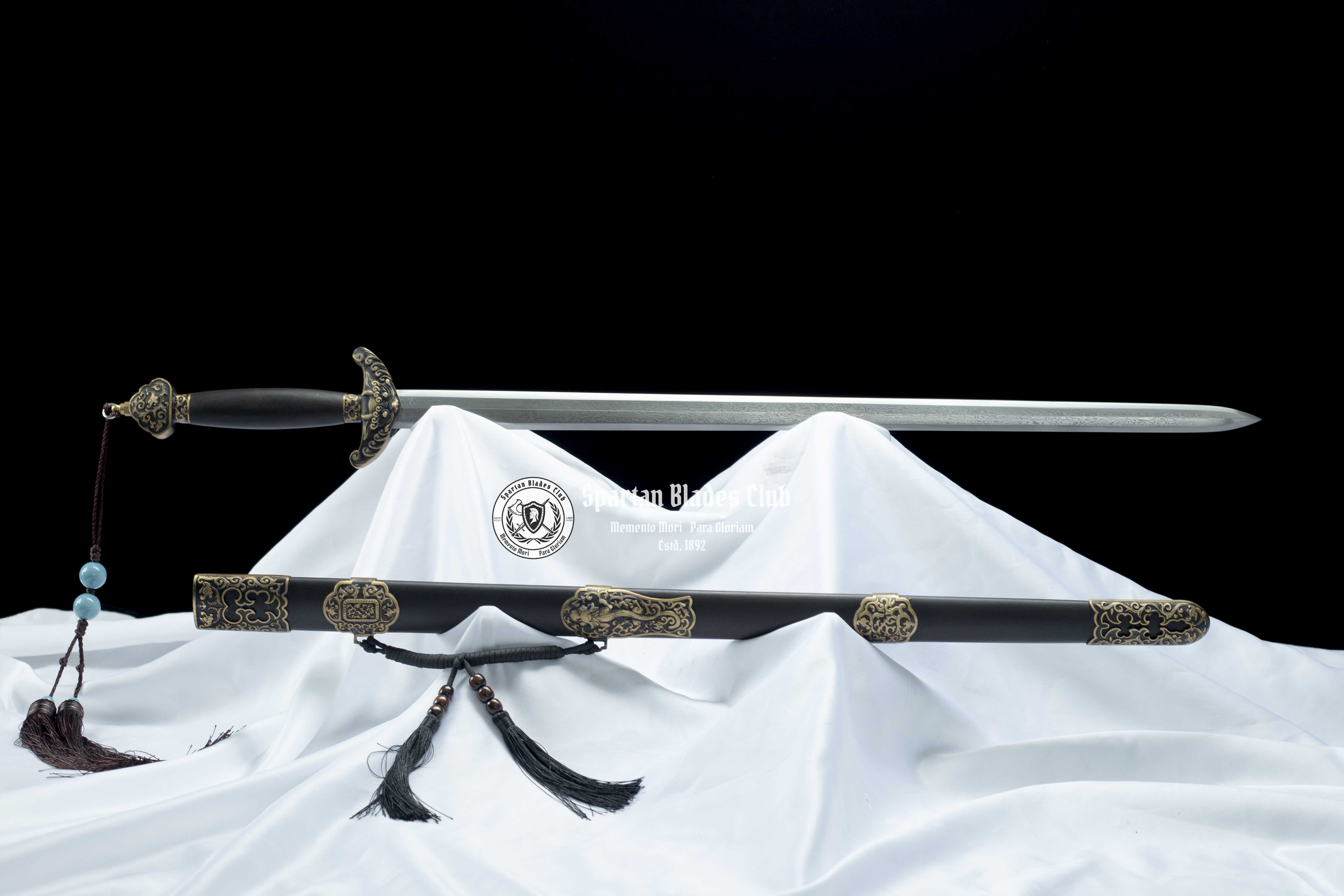 Longyuan Qingjian Sword(龙渊清剑) - Traditional Chinese Qingjian - Full-Tang - Damascus Steel - Copper Fittings - Spartan Blades Club - Spartan Blades Club - 陳氏劍莊1892