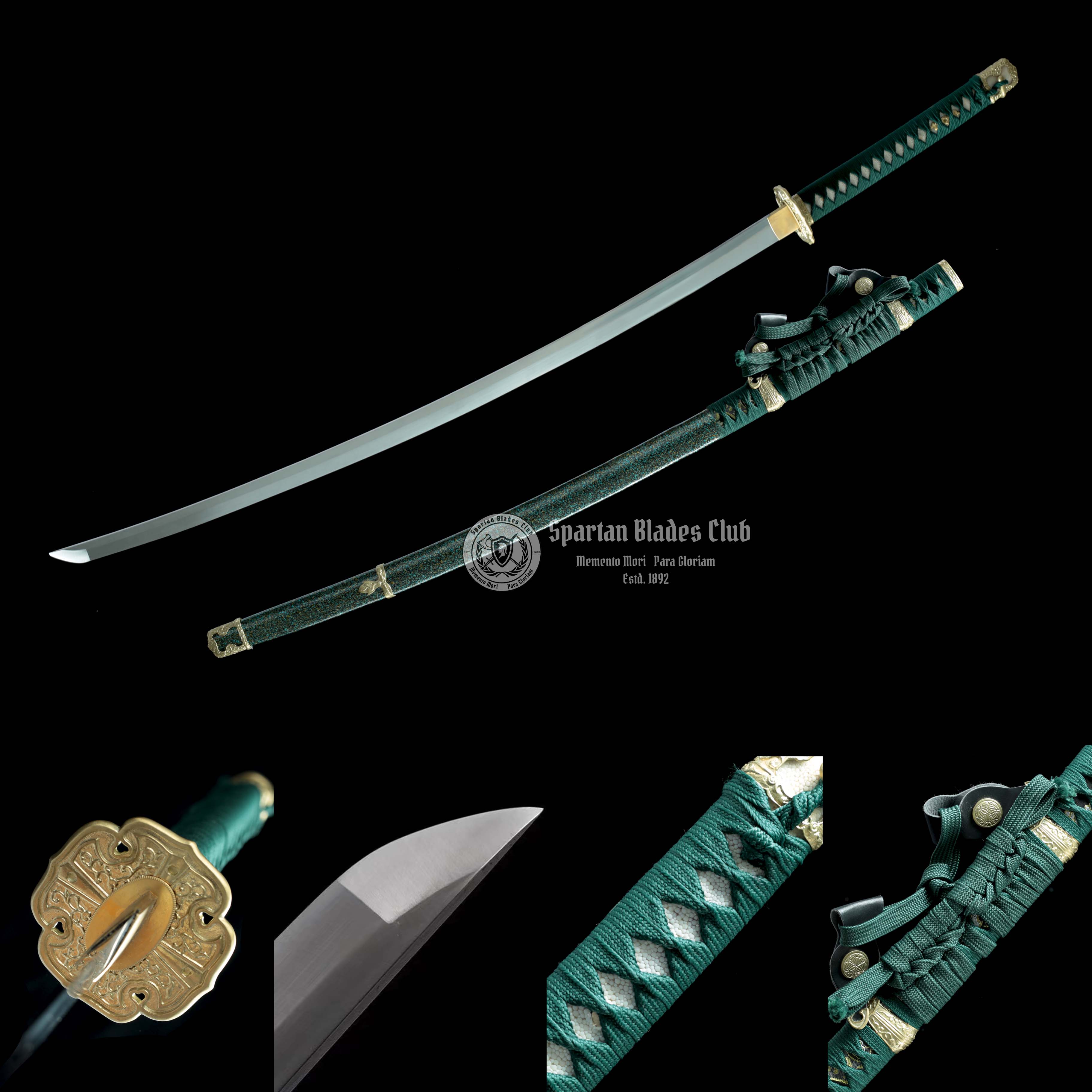 Elegant Green Tachi Sword - T10 Steel - Exquisite Classical Tsuba - Brass Fittings - Battle Ready - 126cm (49.61 inches) - Spartan Blades Club - Spartan Blades Club - 陳氏劍莊1892
