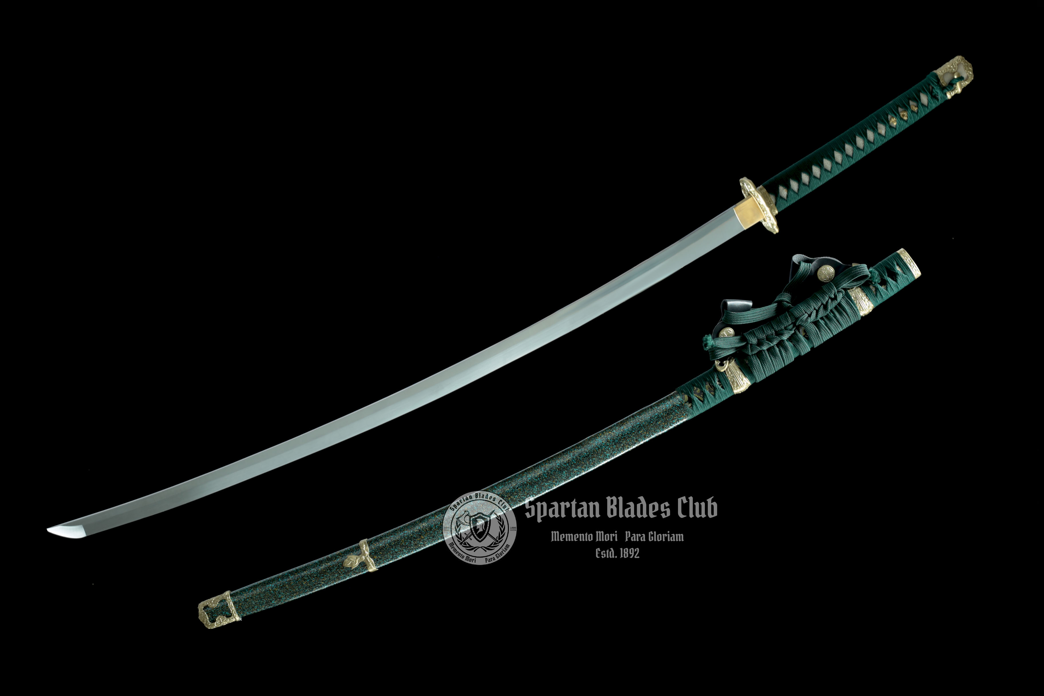 Elegant Green Tachi Sword - T10 Steel - Exquisite Classical Tsuba - Brass Fittings - Battle Ready - 126cm (49.61 inches) - Spartan Blades Club - Spartan Blades Club - 陳氏劍莊1892