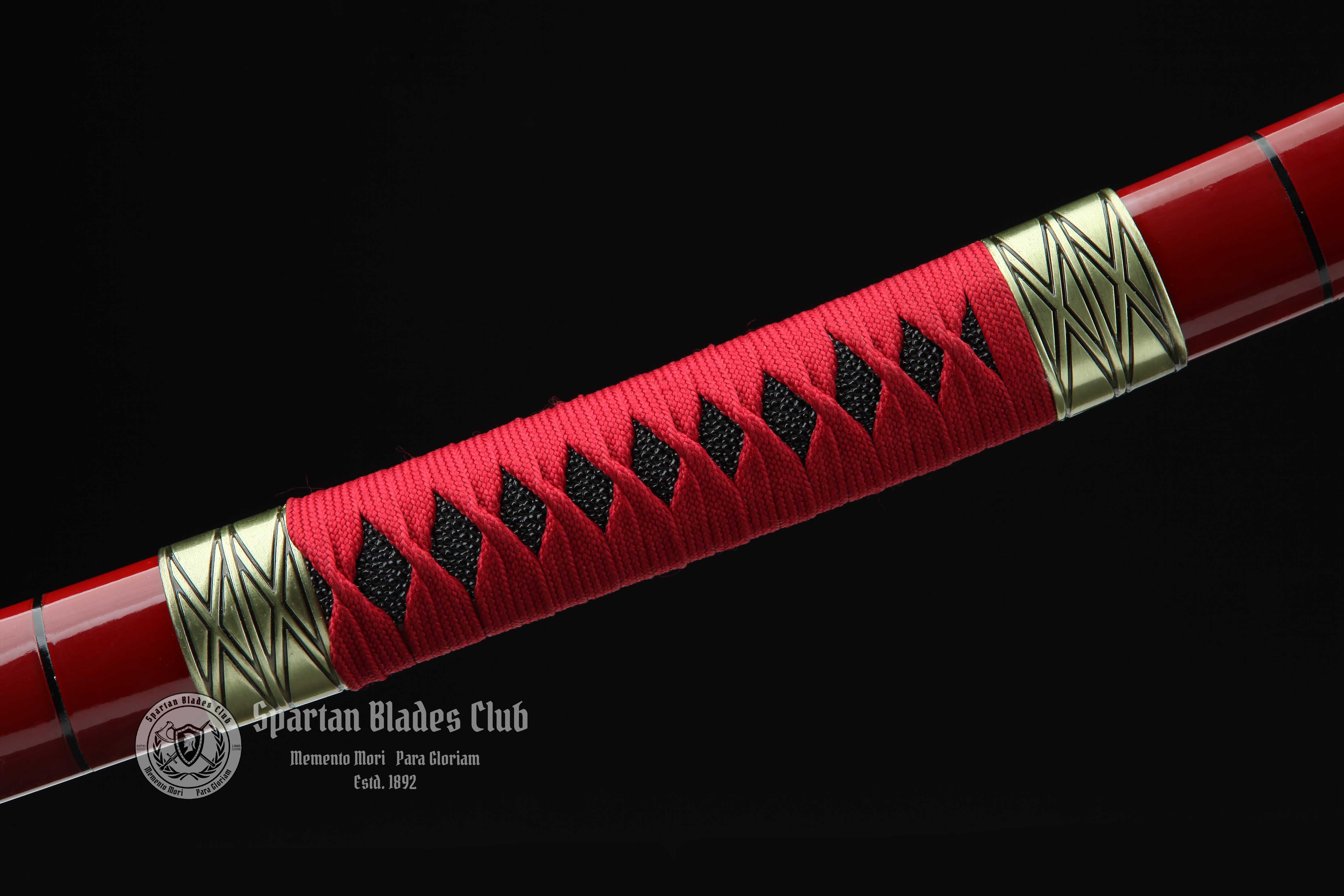 TK51 | Sandai Kitetsu | One Piece | Roronoa Zoro Katana | 1045 Carbon steel | Sharp | Handmade Real Sword | Red | Battle-Ready | Full-tang | Japanese Anime Cosplay | Spartan Blades Club | CHEN'S SWORDS 1892 - Spartan Blades Club - 陳氏劍莊1892