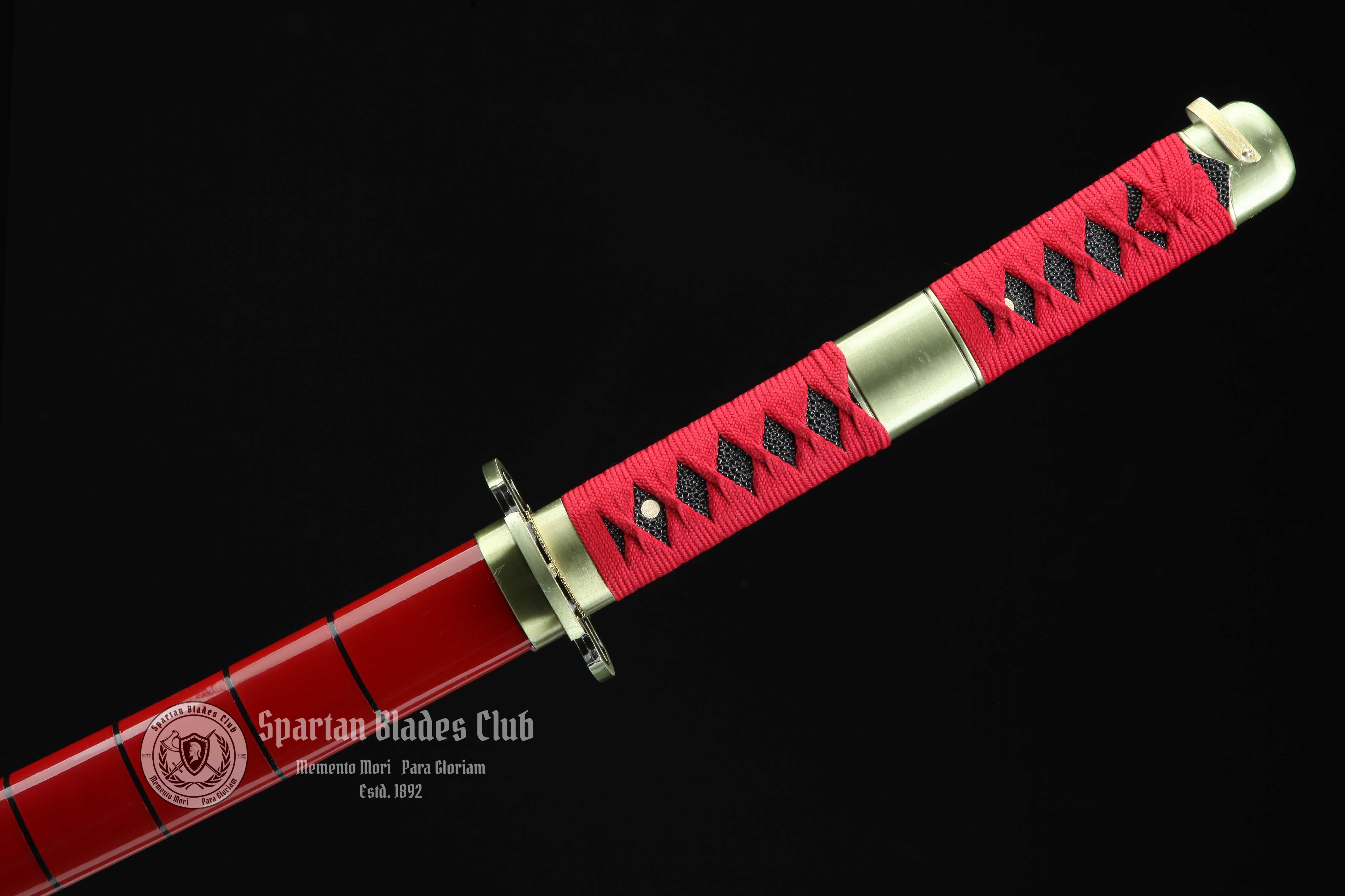 TK51 | Sandai Kitetsu | One Piece | Roronoa Zoro Katana | 1045 Carbon steel | Sharp | Handmade Real Sword | Red | Battle-Ready | Full-tang | Japanese Anime Cosplay | Spartan Blades Club | CHEN'S SWORDS 1892 - Spartan Blades Club - 陳氏劍莊1892