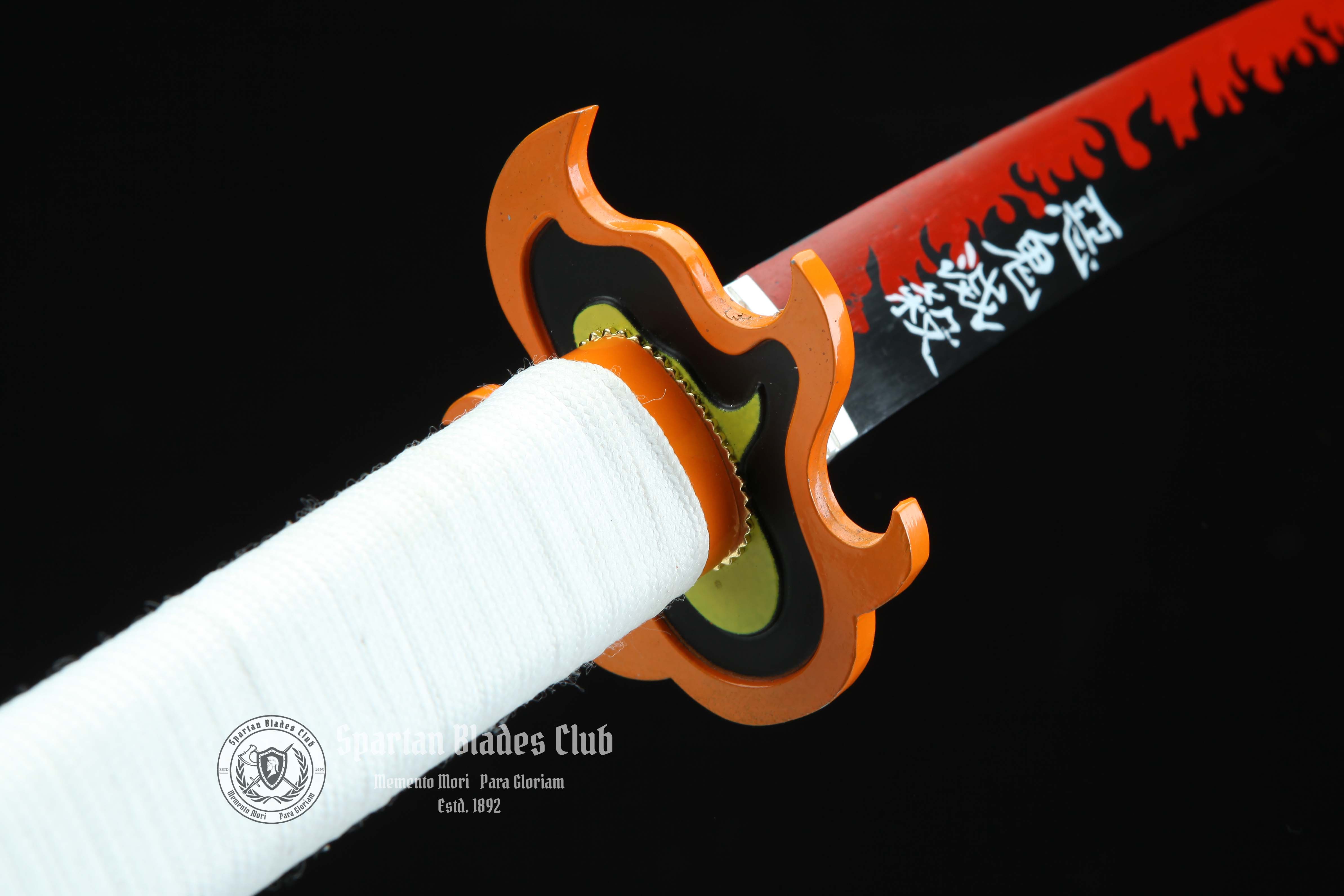 Rengoku Kyoujurou Sword - Leather Saya- Demon Slayer - Handmade Real Sword - Sharp - 1045 Carbon steel - Full tang and Battle ready - Japanese Anime Cosplay - SBC - Spartan Blades Club - 陳氏劍莊1892