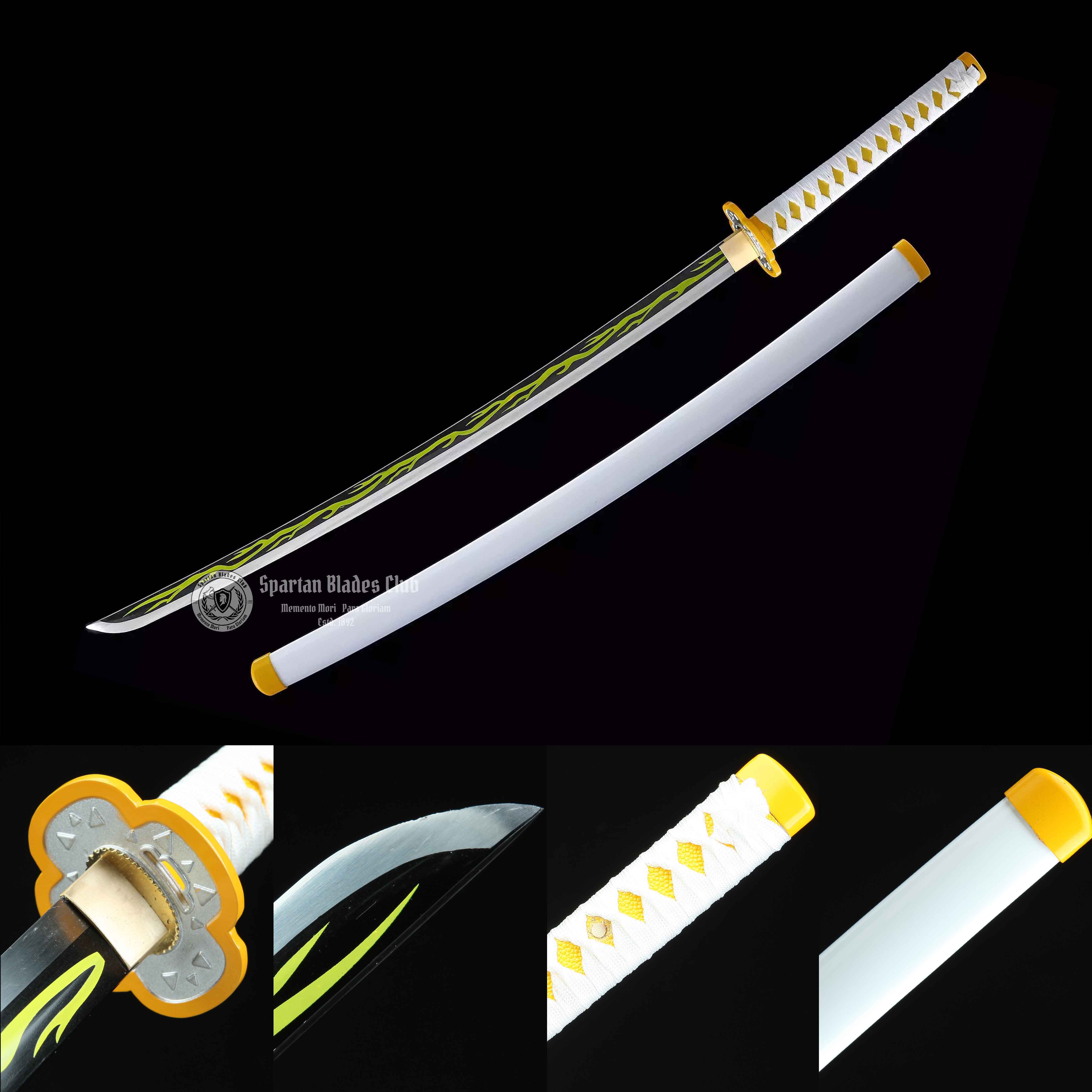 Agatsuma Zenitsu Sword - Demon Slayer - Handmade Real Sword - Sharp - 1045 Carbon steel - Full tang and Battle ready - Japanese Anime Cosplay - SBC - Spartan Blades Club - 陳氏劍莊1892