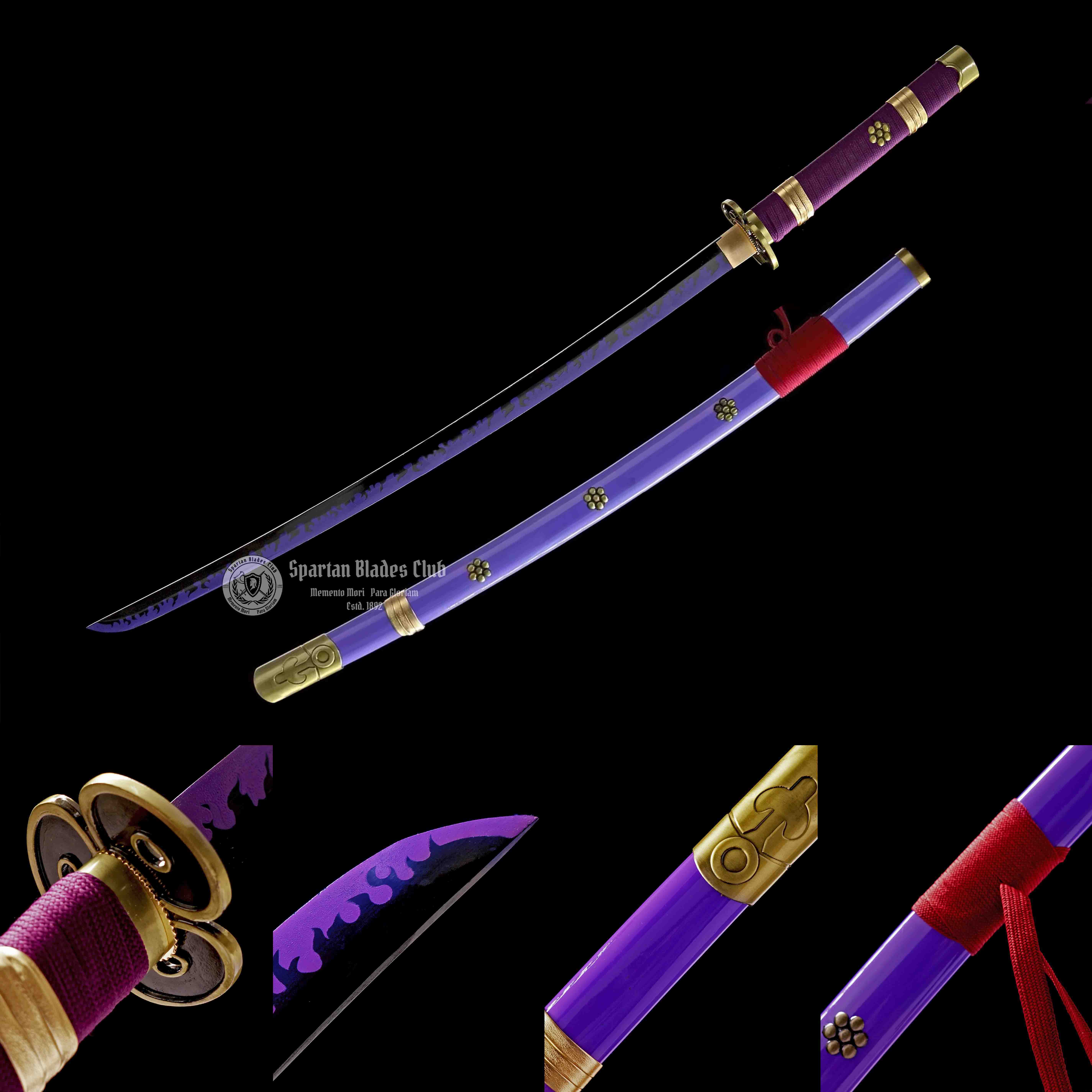 TK40 Purple ENMA Katana - ONE PIECE - Handmade Real Sword - Sharp - 1045 Carbon steel - Full tang and Battle ready - Japanese Anime Cosplay - SBC - Spartan Blades Club - 陳氏劍莊1892