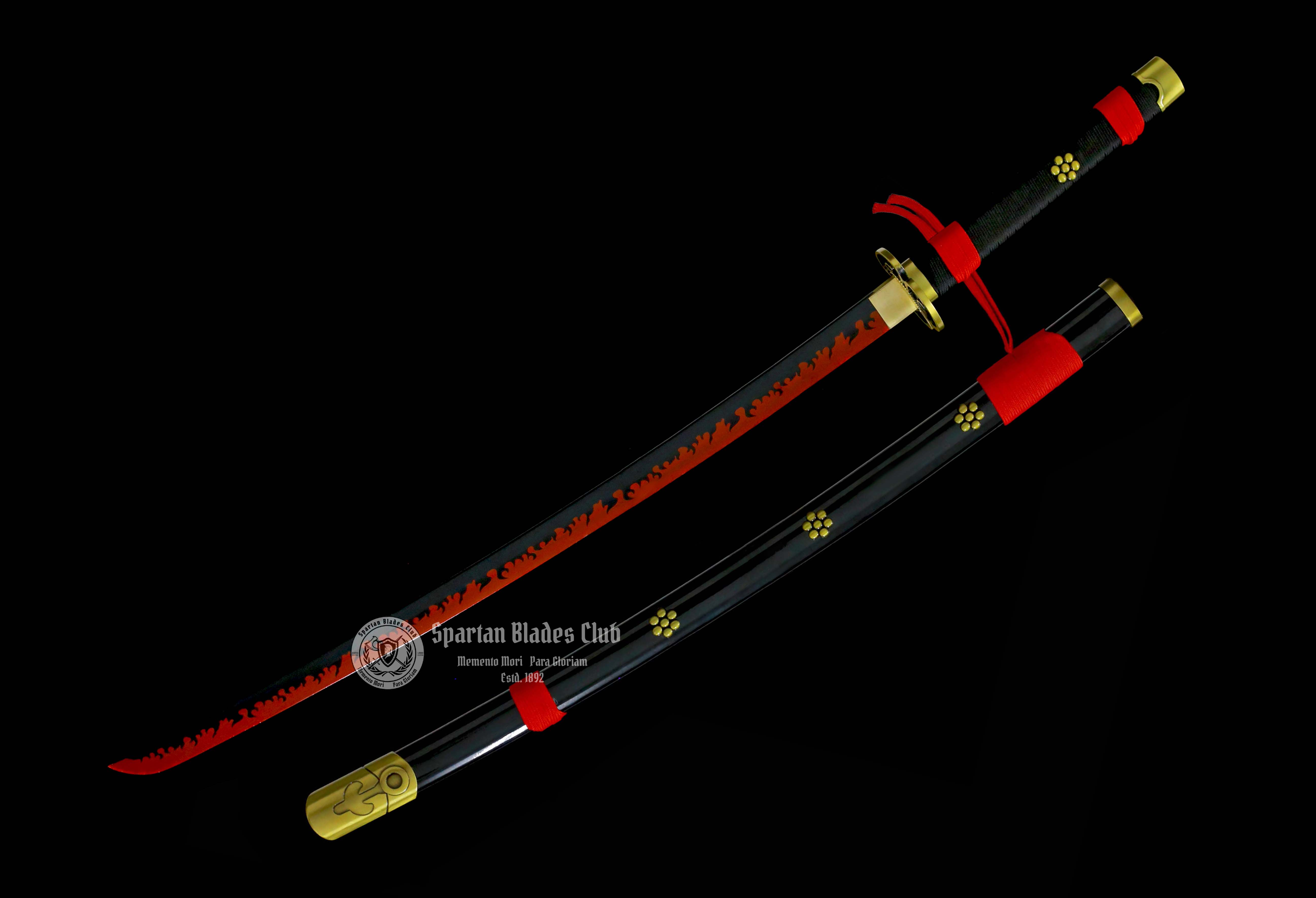 Black ENMA Katana - ONE PIECE - Handmade Real Sword - Sharp - 1045 Carbon steel - Full tang and Battle ready - Japanese Anime Cosplay - SBC - Spartan Blades Club - 陳氏劍莊1892