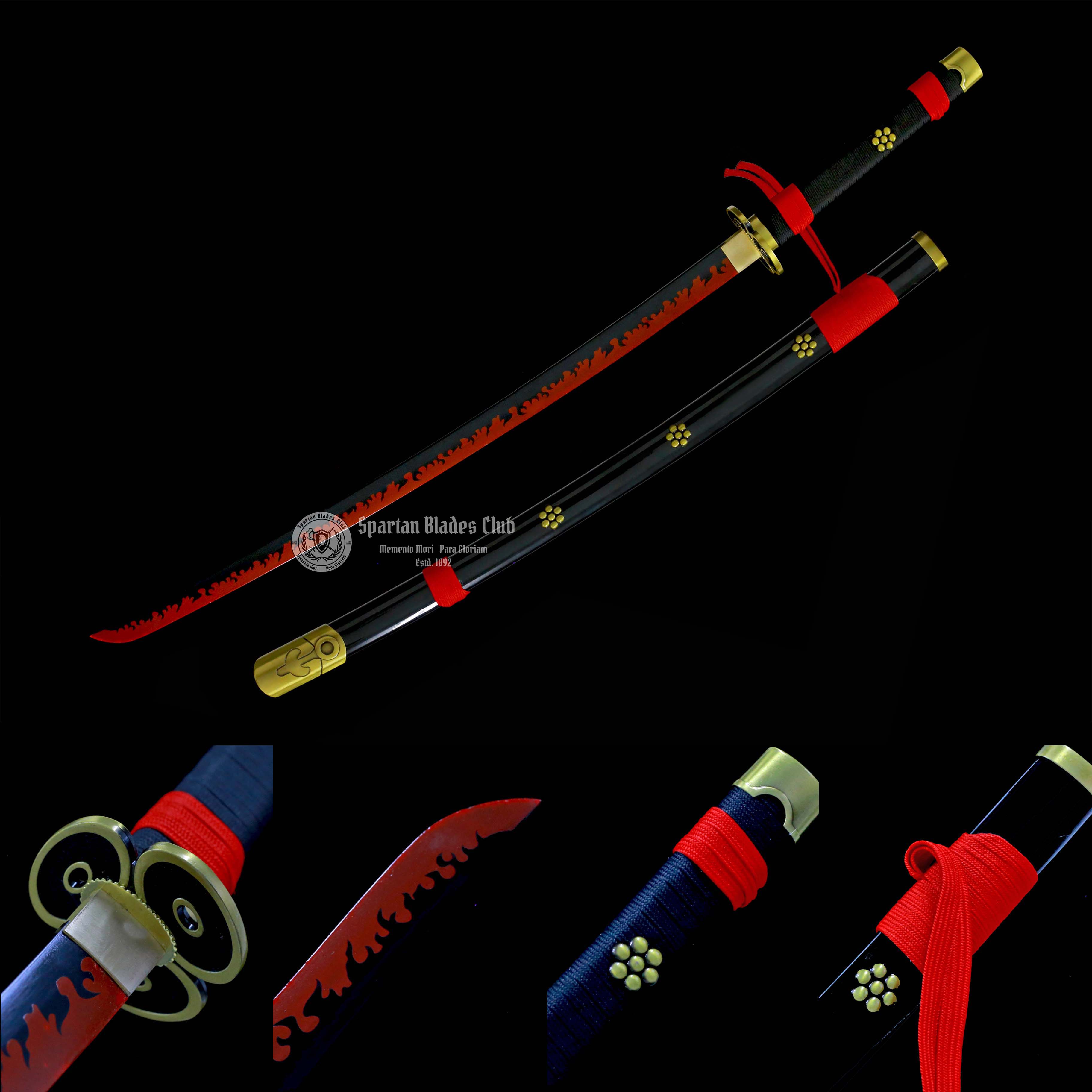 Black ENMA Katana - ONE PIECE - Handmade Real Sword - Sharp - 1045 Carbon steel - Full tang and Battle ready - Japanese Anime Cosplay - SBC - Spartan Blades Club - 陳氏劍莊1892