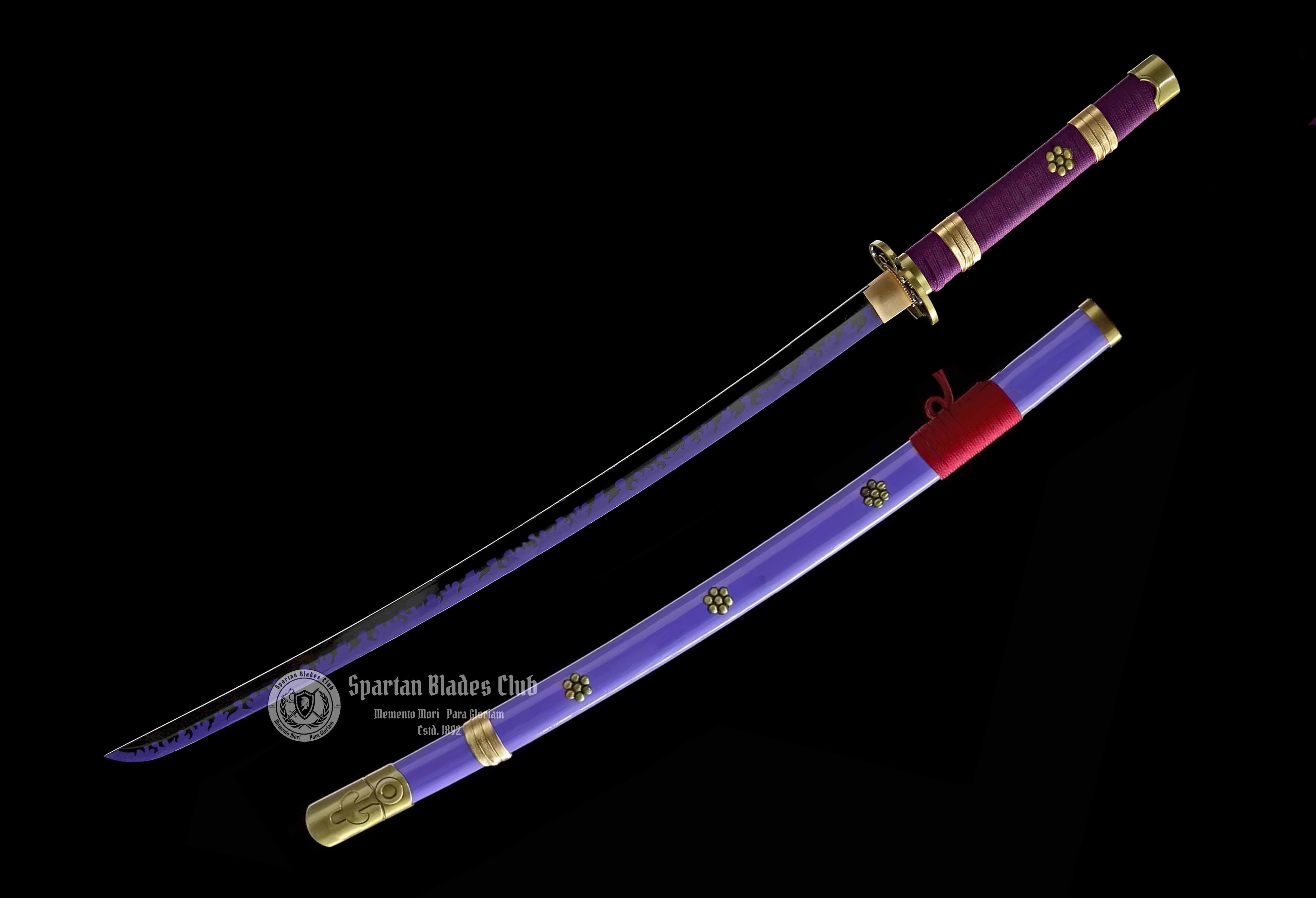 TK40 Purple ENMA Katana - ONE PIECE - Handmade Real Sword - Sharp - 1045 Carbon steel - Full tang and Battle ready - Japanese Anime Cosplay - SBC - Spartan Blades Club - 陳氏劍莊1892