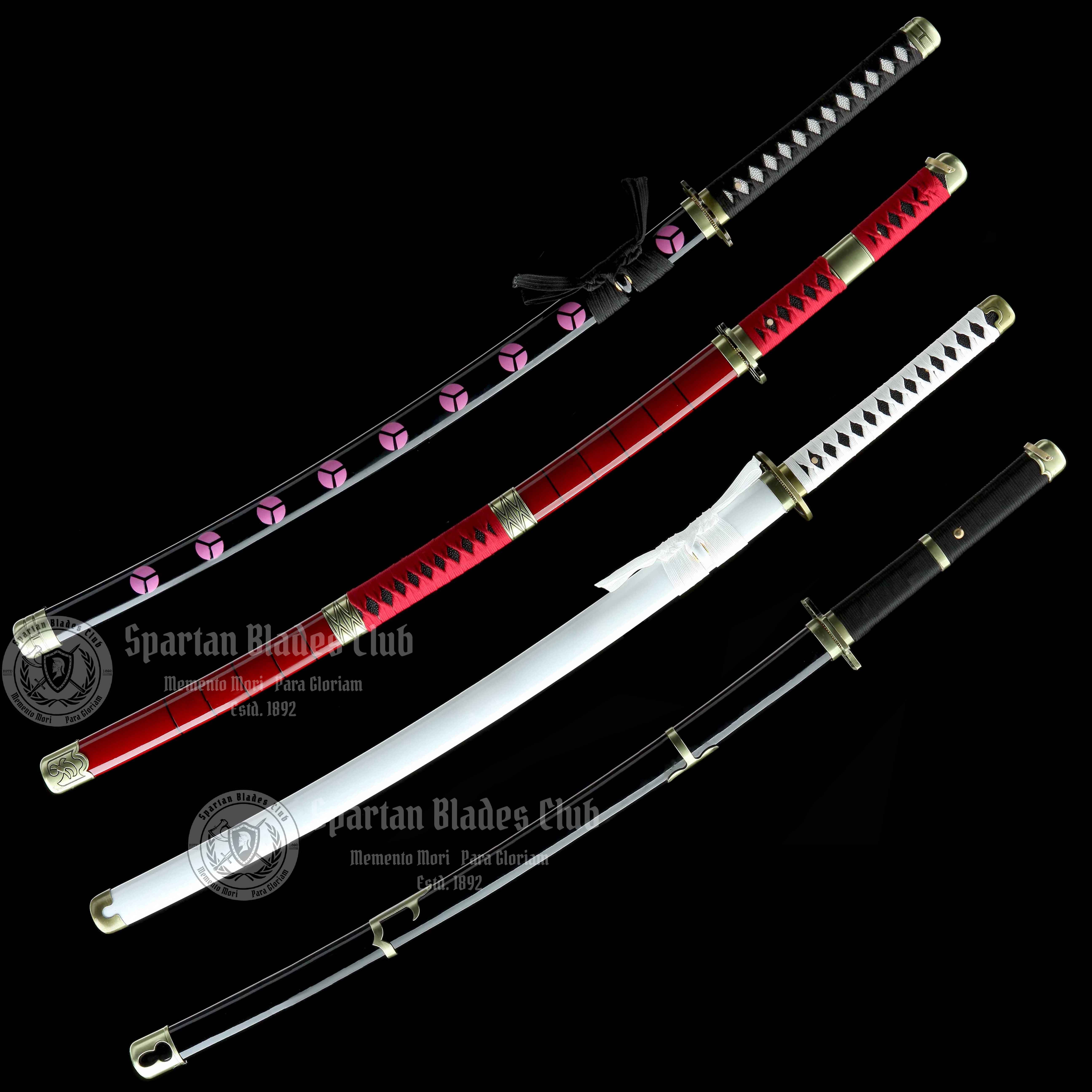 4 Roronoa Zoro Katana Collection- Shuusui - Wadou Ichimonji - Yubashiri - Sandai Kitetsu - ONE PIECE - Handmade Real Sword - Sharp - 1045 Carbon steel - Full tang and Battle ready - Japanese Anime Sword - Cosplay - SBC - Spartan Blades Club - 陳氏劍莊1892
