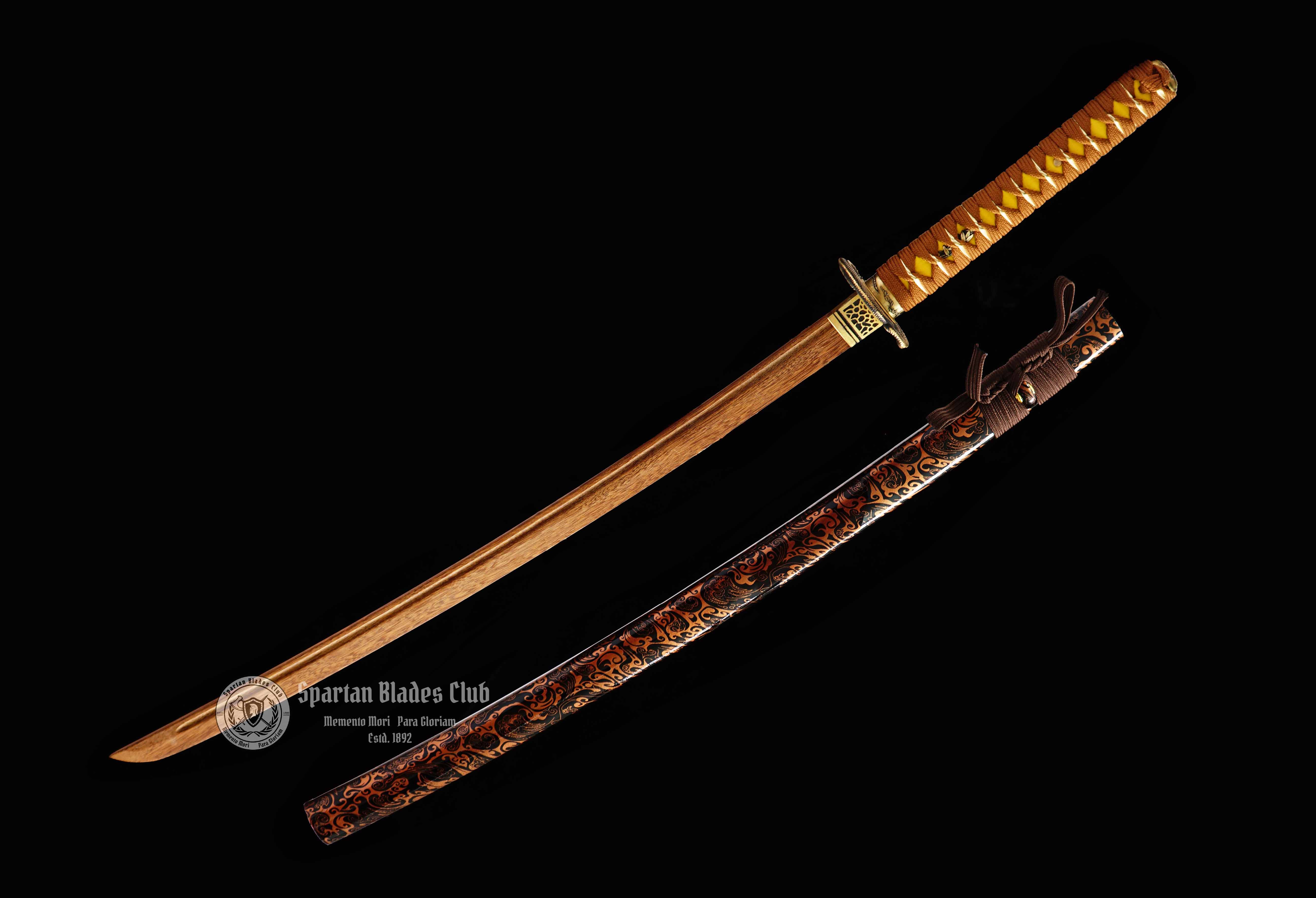 Serpent Shadow (蛇影)-Practice Katana Sword - Rosewood Blade - Brass Fittings - Authentic Design - Meticulous Craftsmanship - Realism Unmatched - SBC - Spartan Blades Club - 陳氏劍莊1892