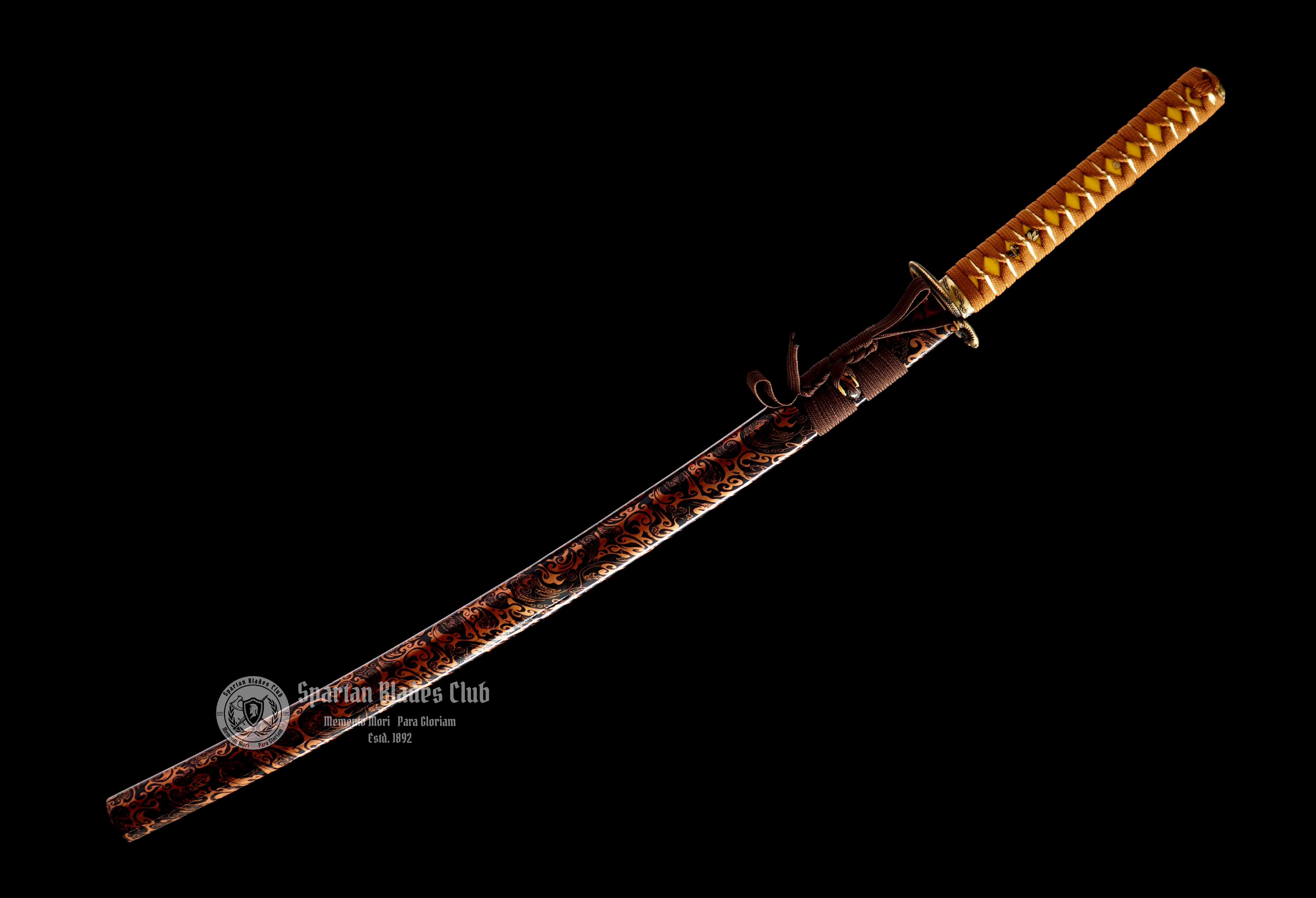Serpent Shadow (蛇影)-Practice Katana Sword - Rosewood Blade - Brass Fittings - Authentic Design - Meticulous Craftsmanship - Realism Unmatched - SBC - Spartan Blades Club - 陳氏劍莊1892