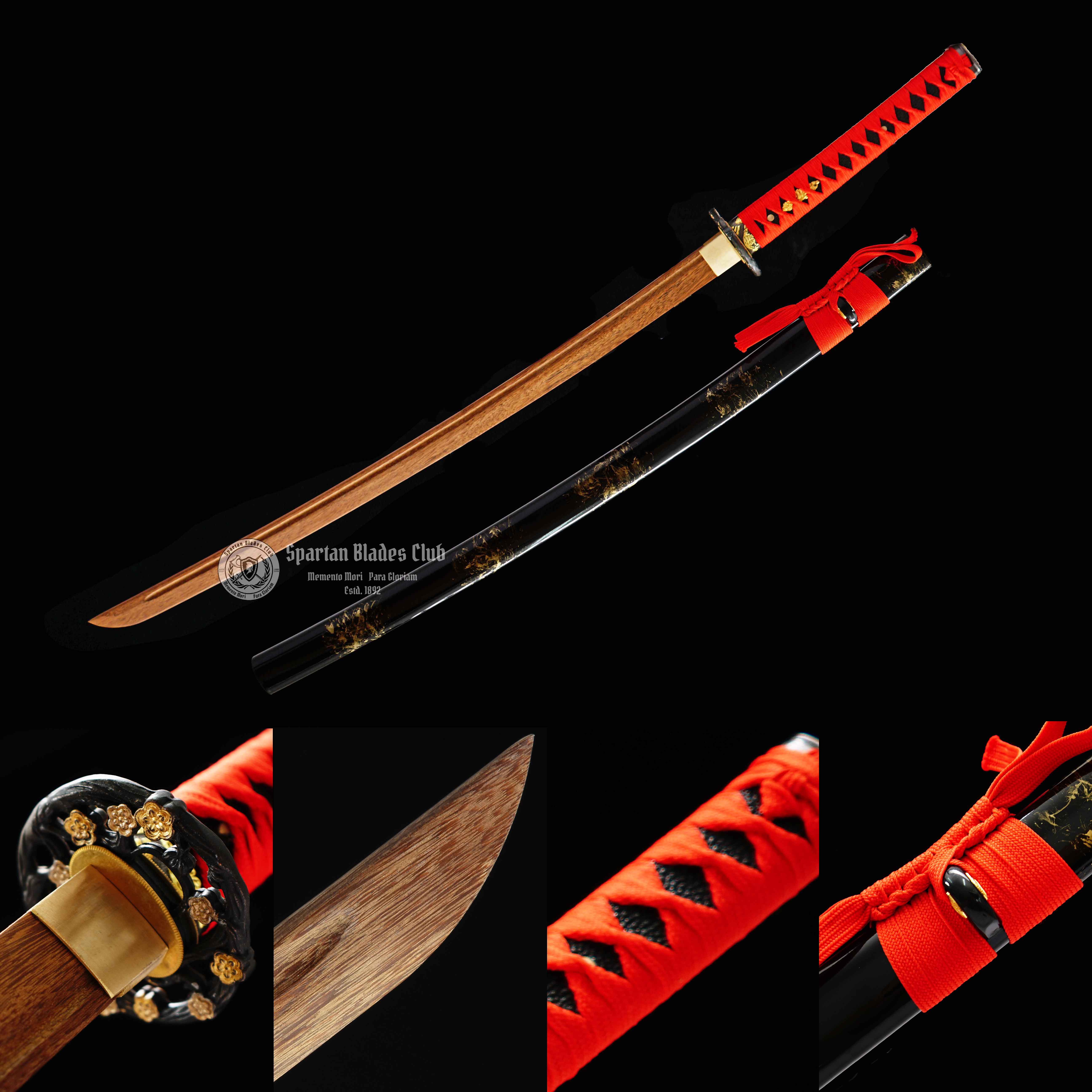 Red Plum (红梅)-Practice Katana Sword - Rosewood Blade - Metal Fittings - Authentic Design - Meticulous Craftsmanship - Realism Unmatched - SBC - Spartan Blades Club - 陳氏劍莊1892