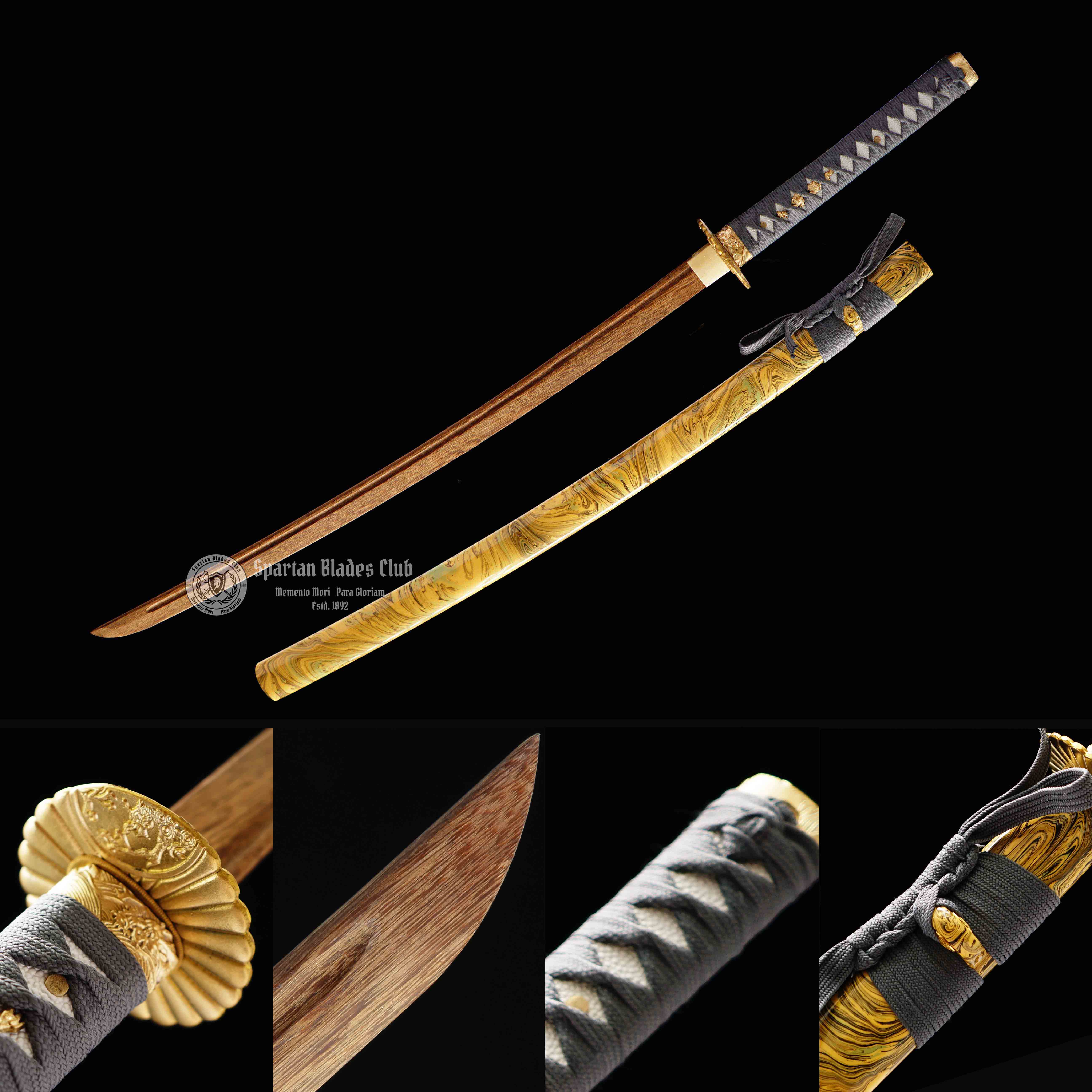 Jinxi (金曦)-Practice Katana Sword - Rosewood Blade - Brass Fittings - Authentic Design - Meticulous Craftsmanship - Realism Unmatched - SBC - Spartan Blades Club - 陳氏劍莊1892