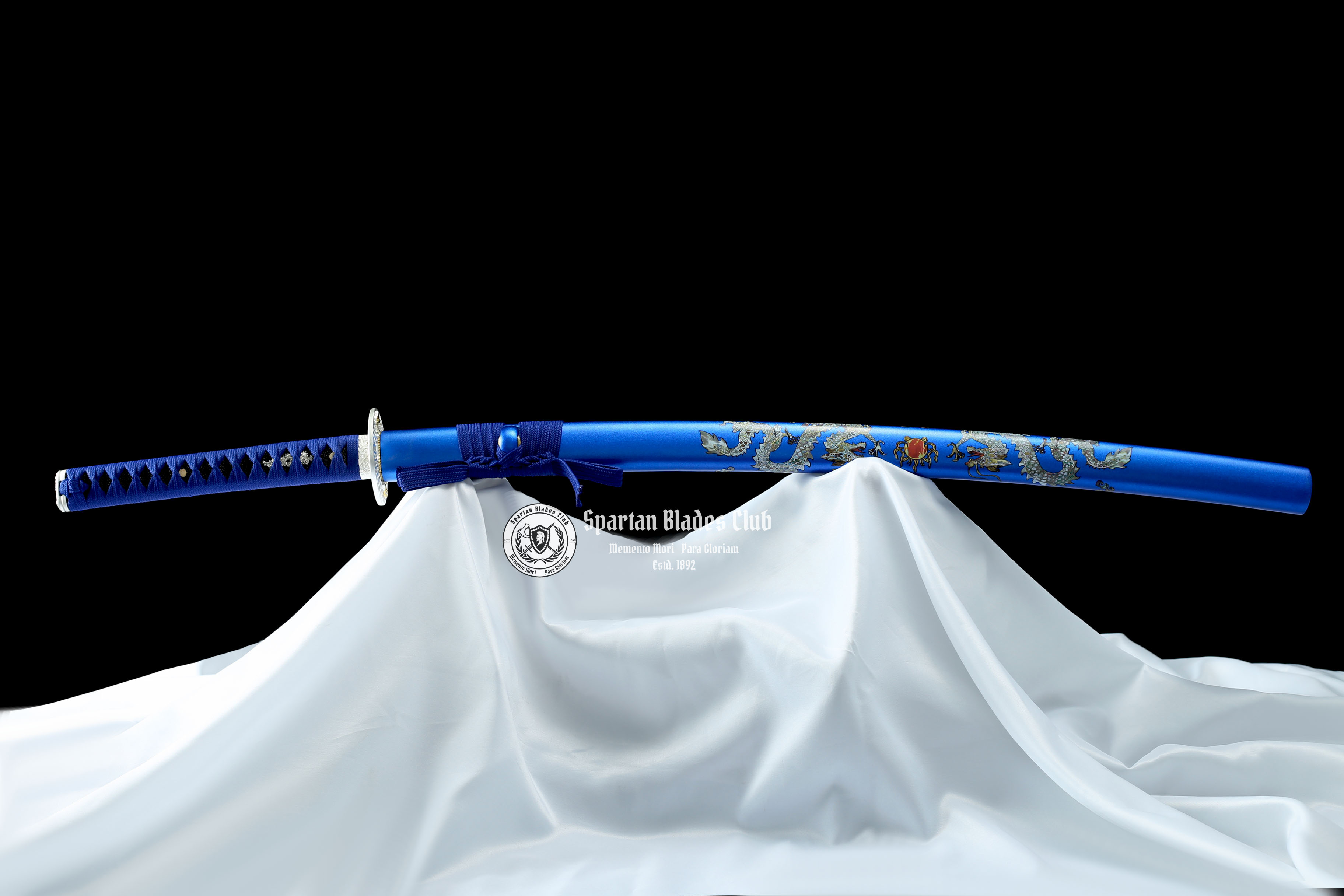 *TK26* 雷龙 (Raiden Dragon) Katana - Hand-Forged - 1045 Carbon Steel - Bat Pattern Tsuba - Vibrant Blue Design - Spartan Blades Club - Spartan Blades Club - 陳氏劍莊1892