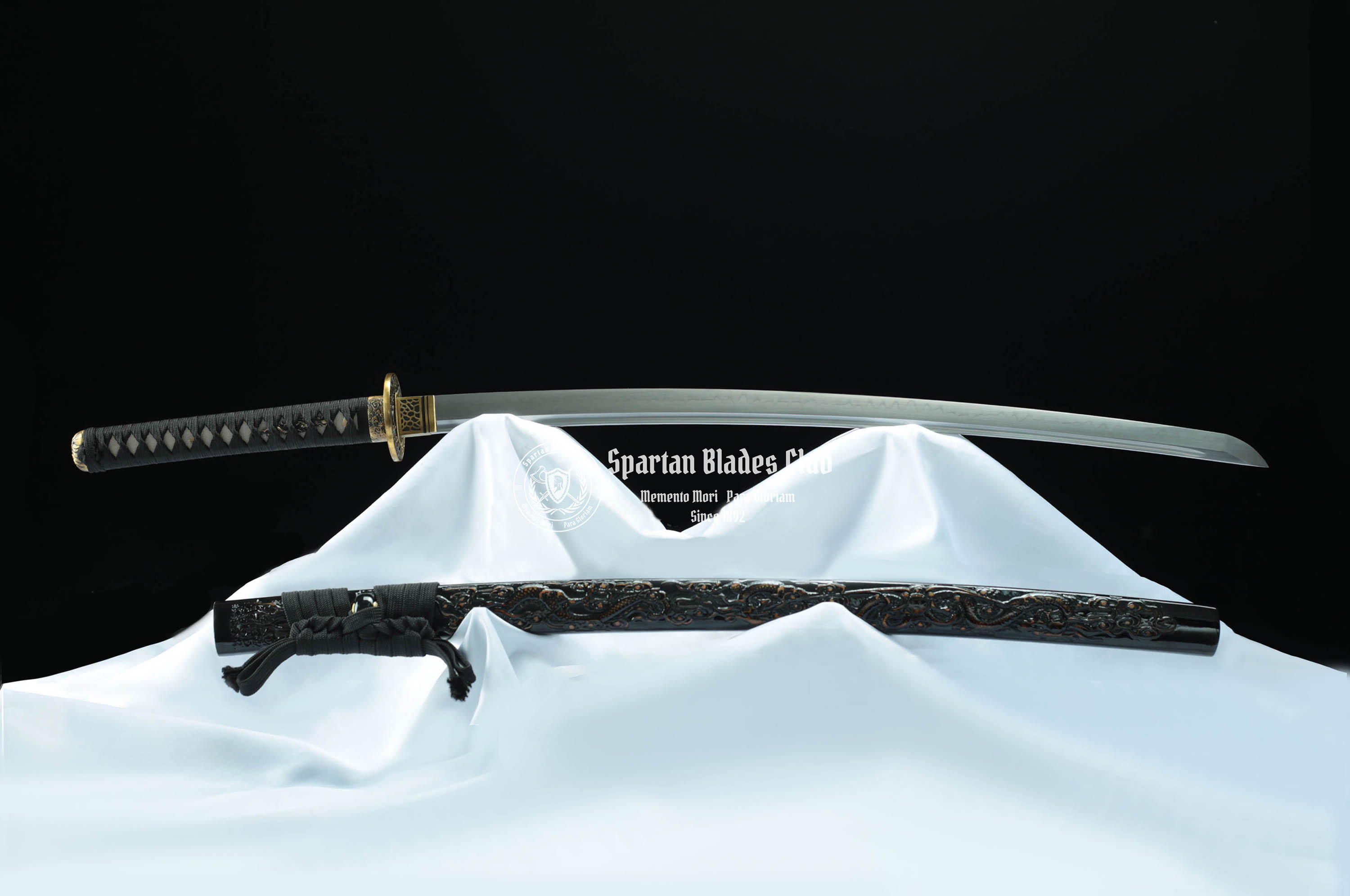 🐲TK24🐲 Black Dragon Slayer(黑狱魔龙)Katana Wakizashi Tanto/ Daisho Set / T10 Steel Clay-Tempered / Full-tang / Battle-ready / Handcrafted / Black Dragon / Spartan Blades Club / CHEN'S SWORDS 1892 - Spartan Blades Club - 陳氏劍莊1892