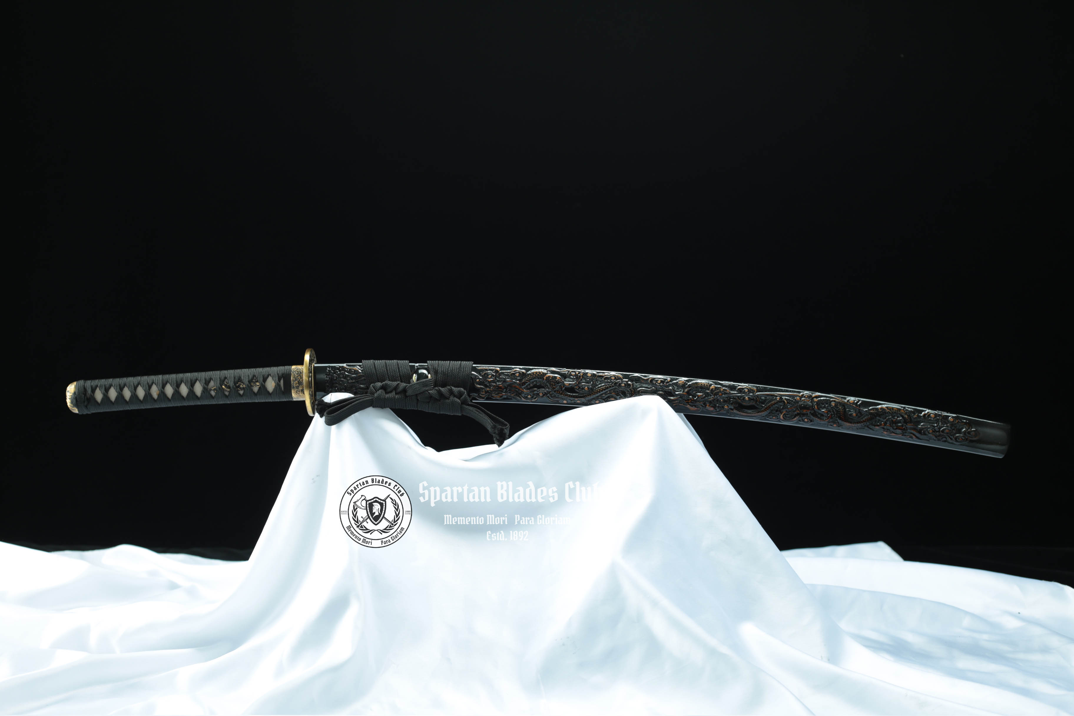 🐲TK24🐲 Black Dragon Slayer(黑狱魔龙)Katana Wakizashi Tanto/ Daisho Set / T10 Steel Clay-Tempered / Full-tang / Battle-ready / Handcrafted / Black Dragon / Spartan Blades Club / CHEN'S SWORDS 1892 - Spartan Blades Club - 陳氏劍莊1892