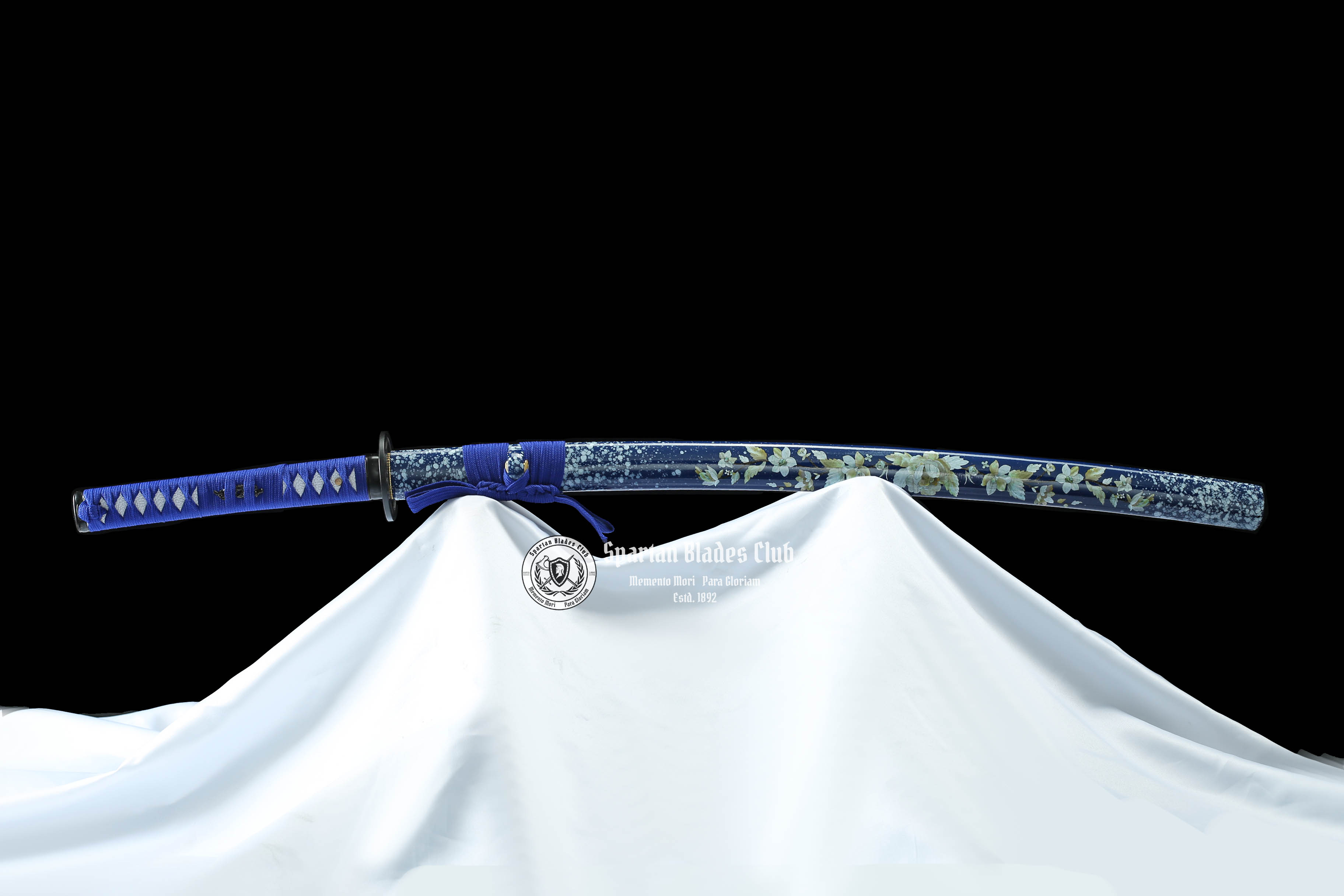 [New] Blue Flowers Samurai Katana - T10 Steel - Blue Blade - Battle ready - Full Tang - SBC - Spartan Blades Club - 陳氏劍莊1892