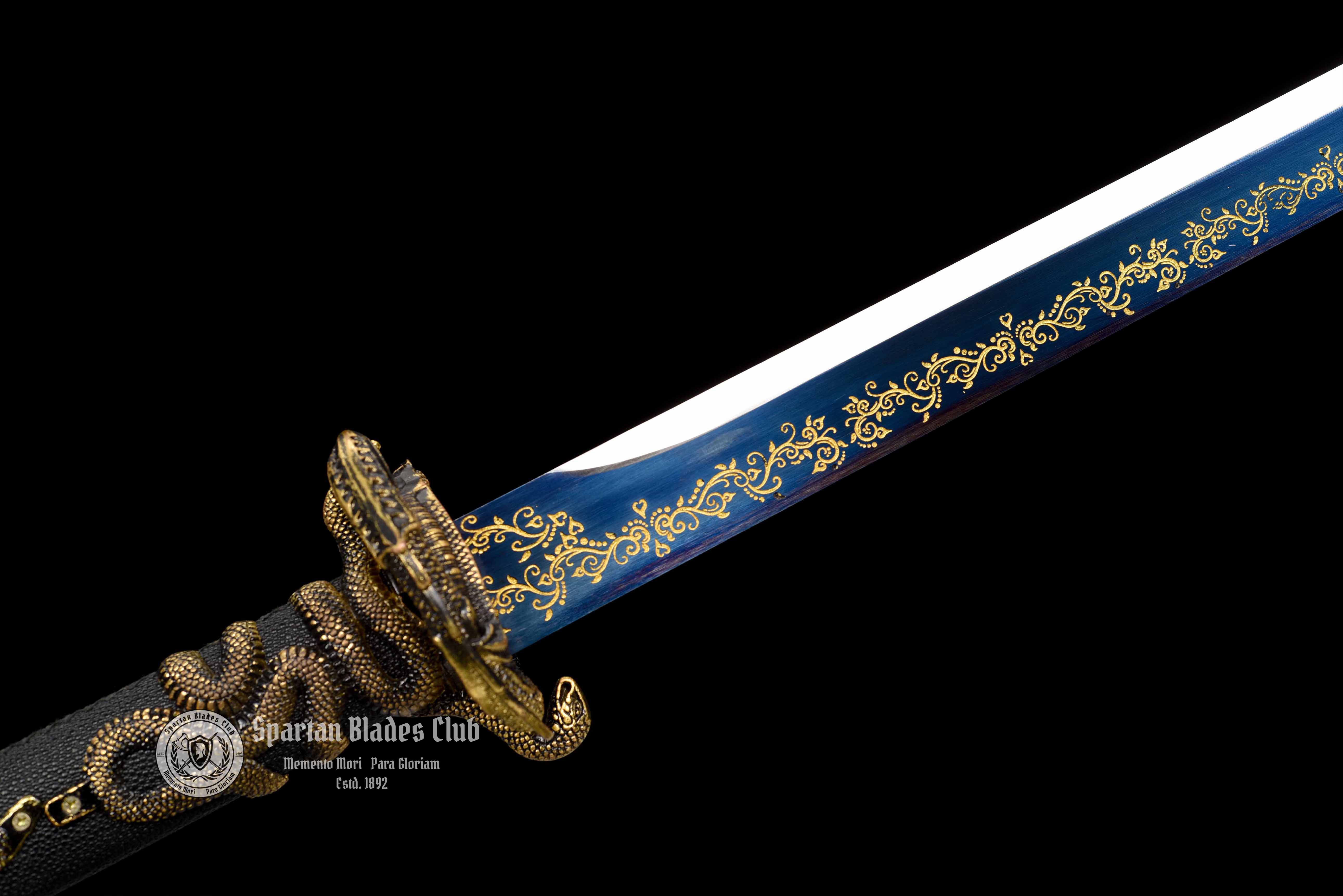 TK13 Shadow Serpent Slayer - Blue Blade - Hand-Forged Manganese Steel - Full Tang - Battle Ready - S.B.C - Spartan Blades Club - 陳氏劍莊1892