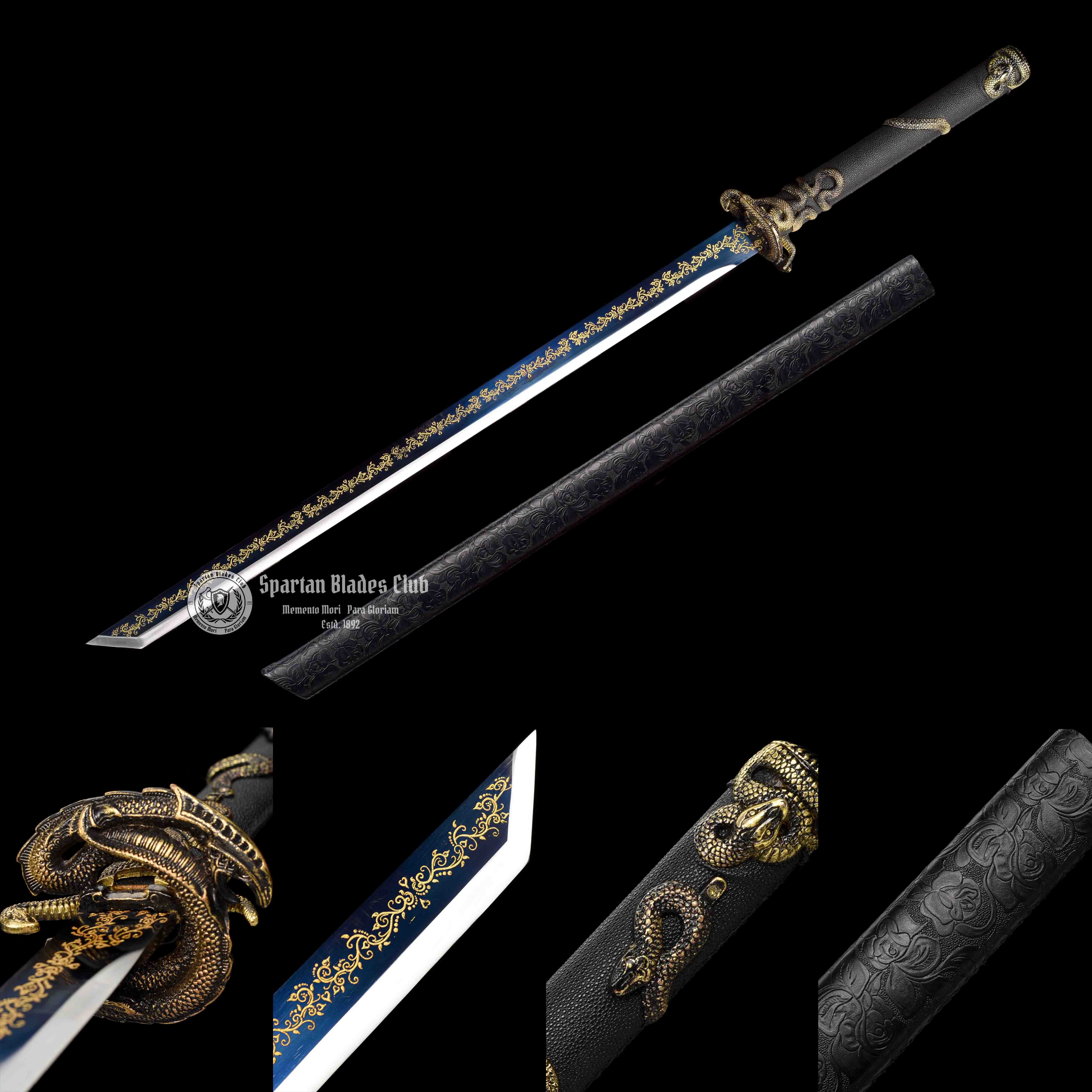 TK13 Shadow Serpent Slayer - Blue Blade - Hand-Forged Manganese Steel - Full Tang - Battle Ready - S.B.C - Spartan Blades Club - 陳氏劍莊1892