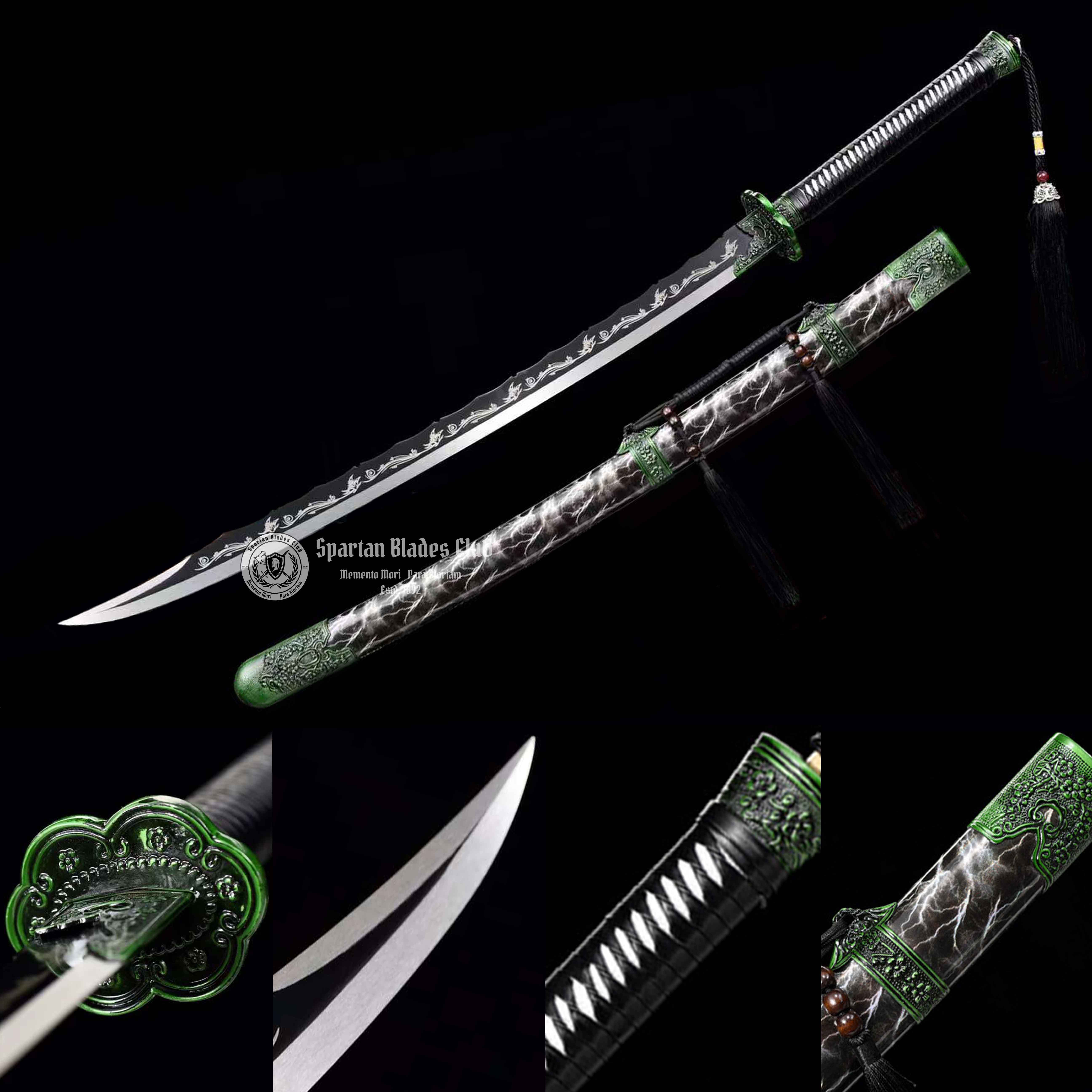 TK16 Dizang - Xiuchundao Sword - Black Blade - 65Mn Steel(Spring steel) - Full Tang - Battle Ready - Spartan Blades Club - Spartan Blades Club - 陳氏劍莊1892