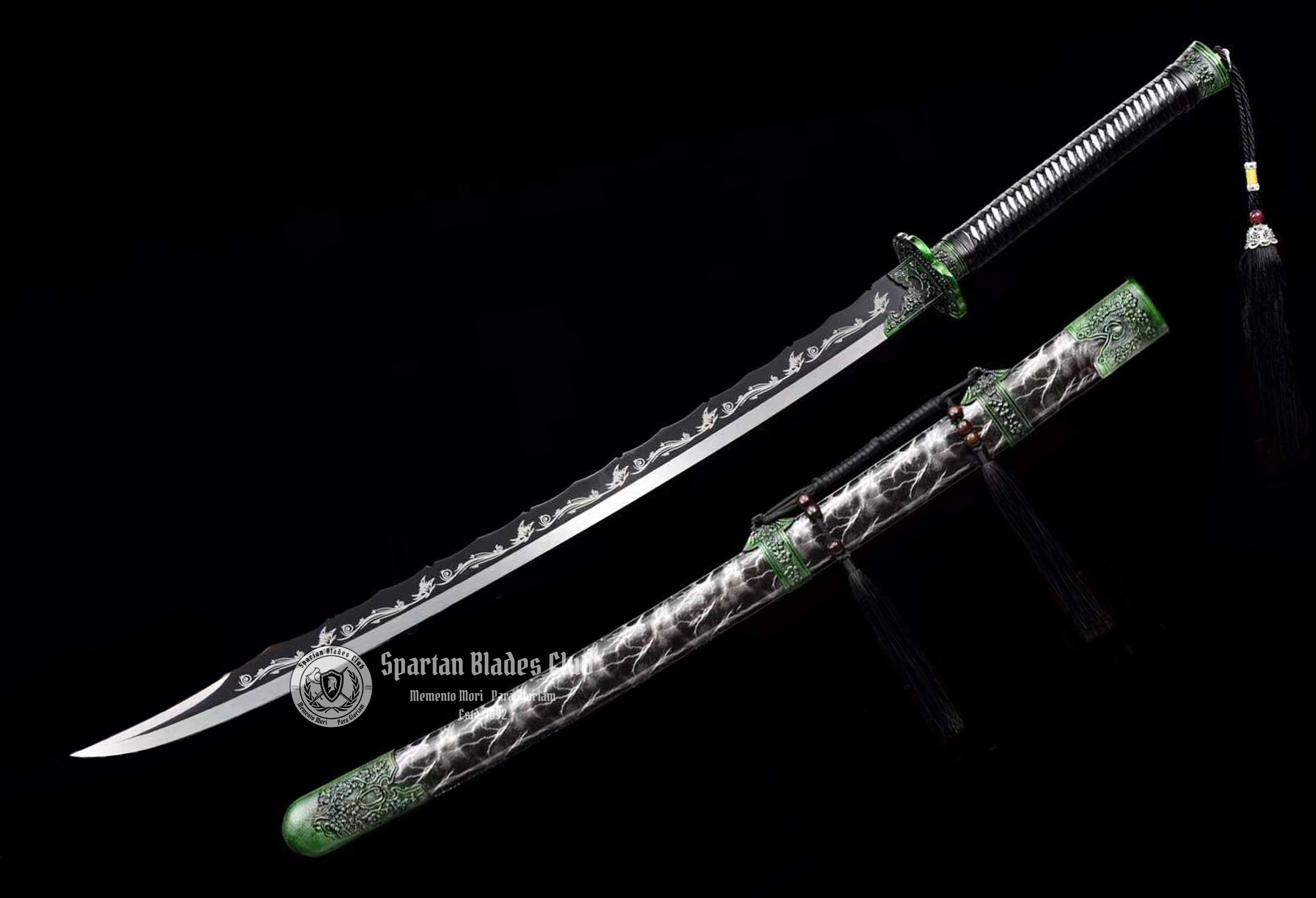 TK16 Dizang - Xiuchundao Sword - Black Blade - 65Mn Steel(Spring steel) - Full Tang - Battle Ready - Spartan Blades Club - Spartan Blades Club - 陳氏劍莊1892