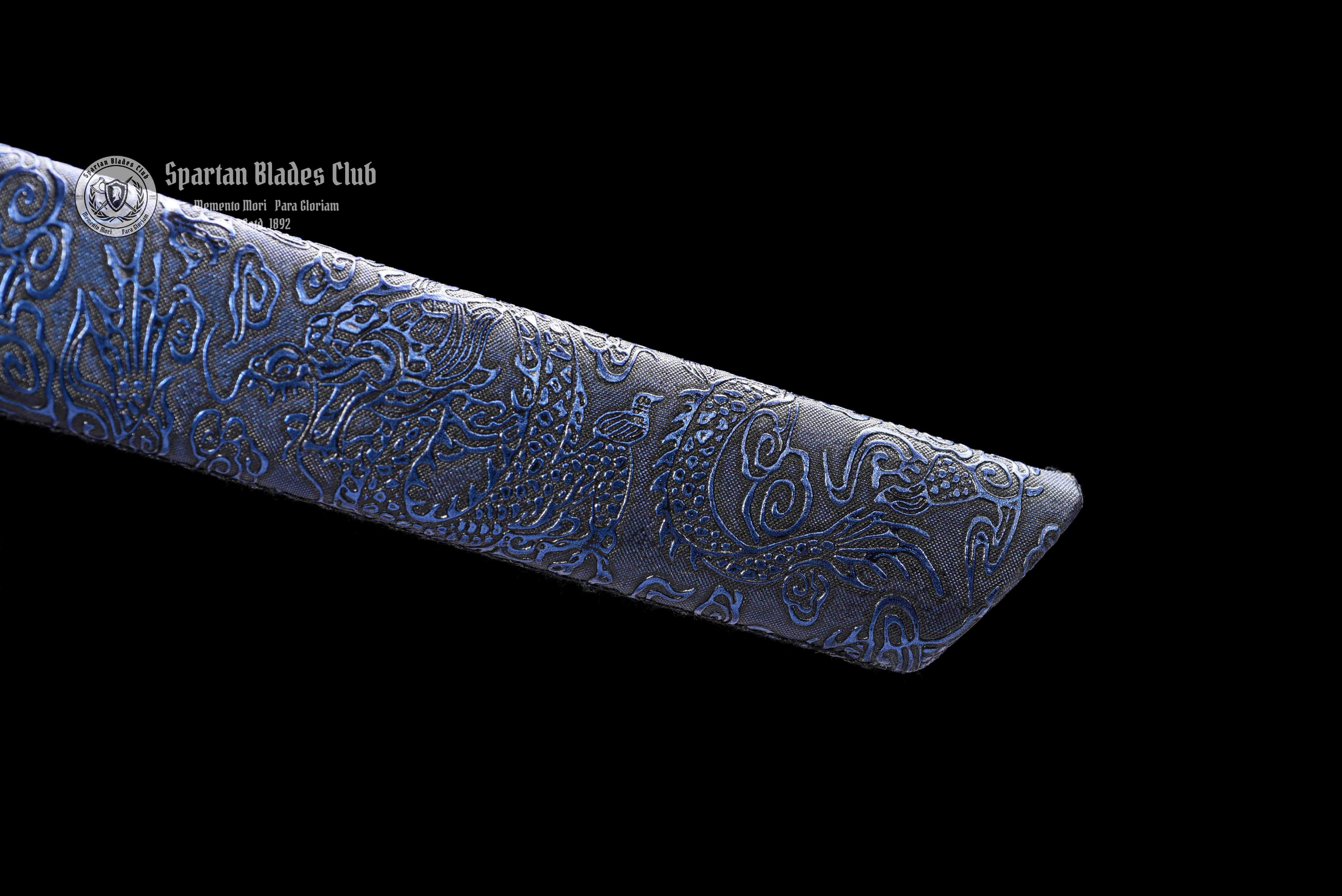 *TK21* Proud Dragon Tangdao Sword - Blue Blade - Handcrafted Beauty - High Manganese Steel - Full Tang - Battle Ready - S.B.C - Spartan Blades Club