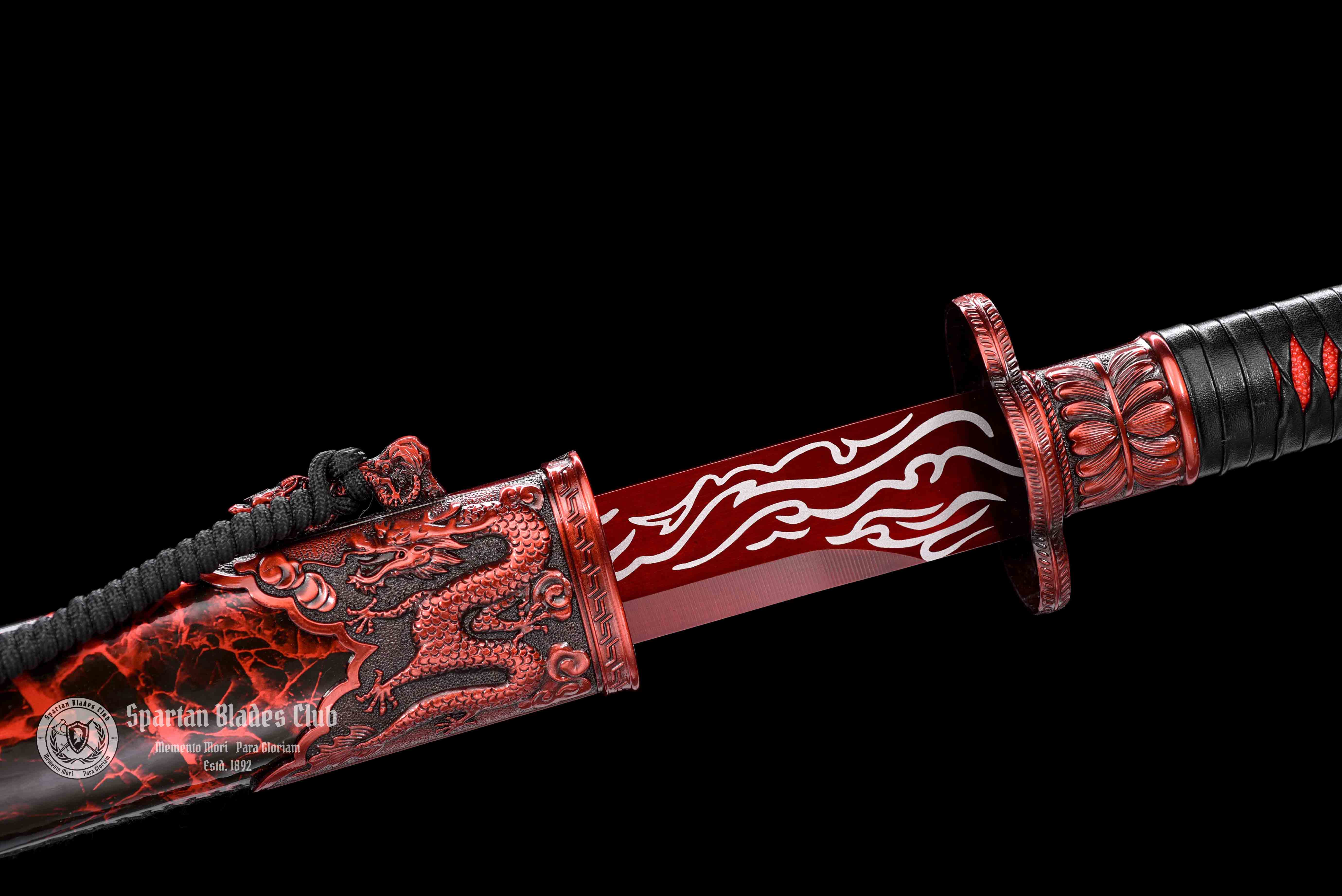 Crimson Dragonblade Sword - Red Blade - High-Performance Manganese Steel - Alloy Dragon Fittings - Full Tang - Battle Ready - S.B.C - Spartan Blades Club - 陳氏劍莊1892