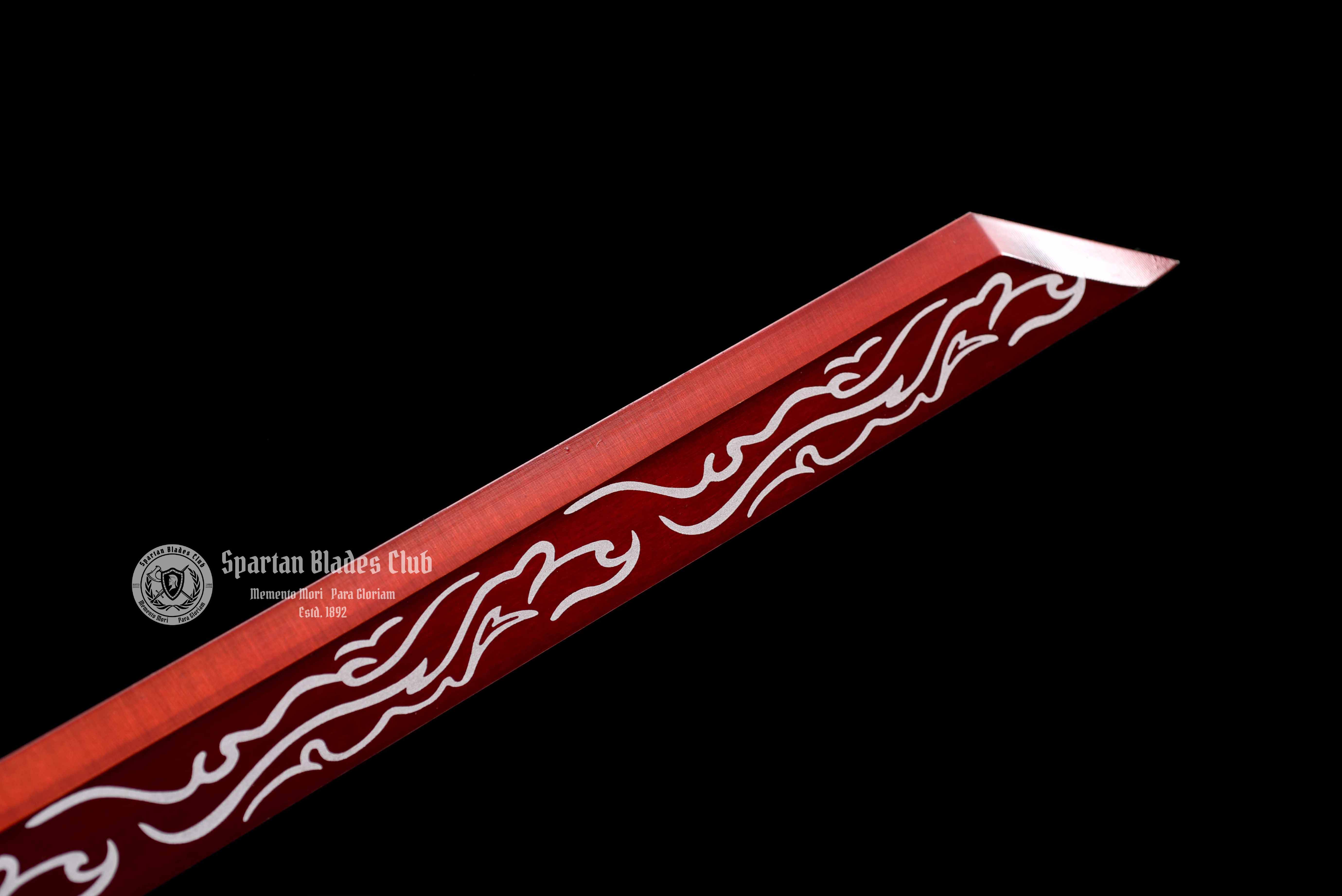 Crimson Dragonblade Sword - Red Blade - High-Performance Manganese Steel - Alloy Dragon Fittings - Full Tang - Battle Ready - S.B.C - Spartan Blades Club - 陳氏劍莊1892